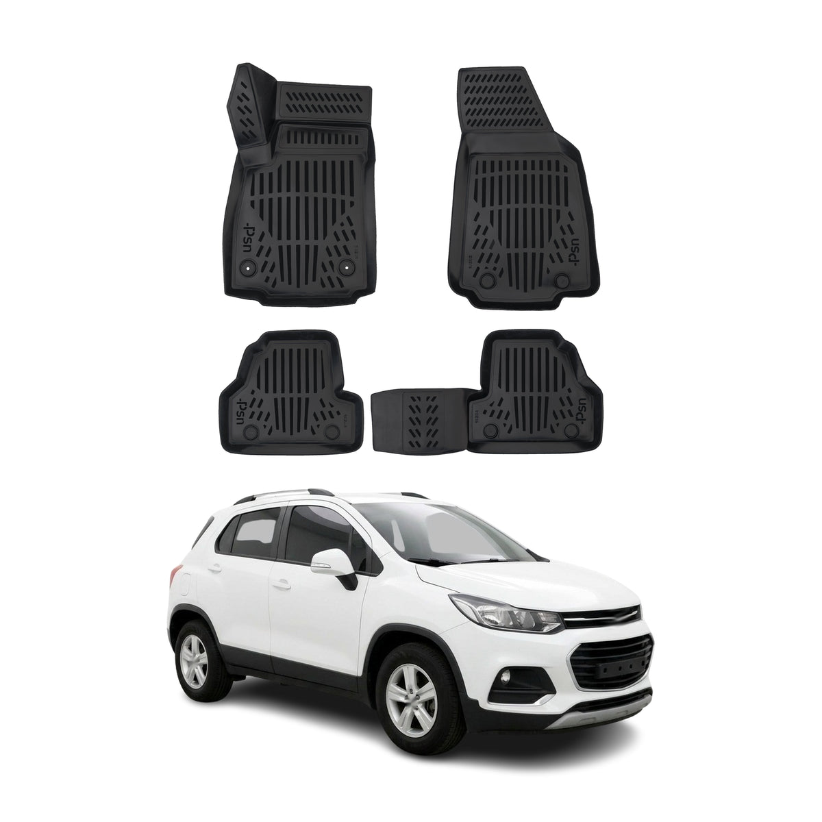 Tapis de sol pour Opel Mokka 1 2012-2019 Noir 3D en Caoutchouc TPE 4Pcs