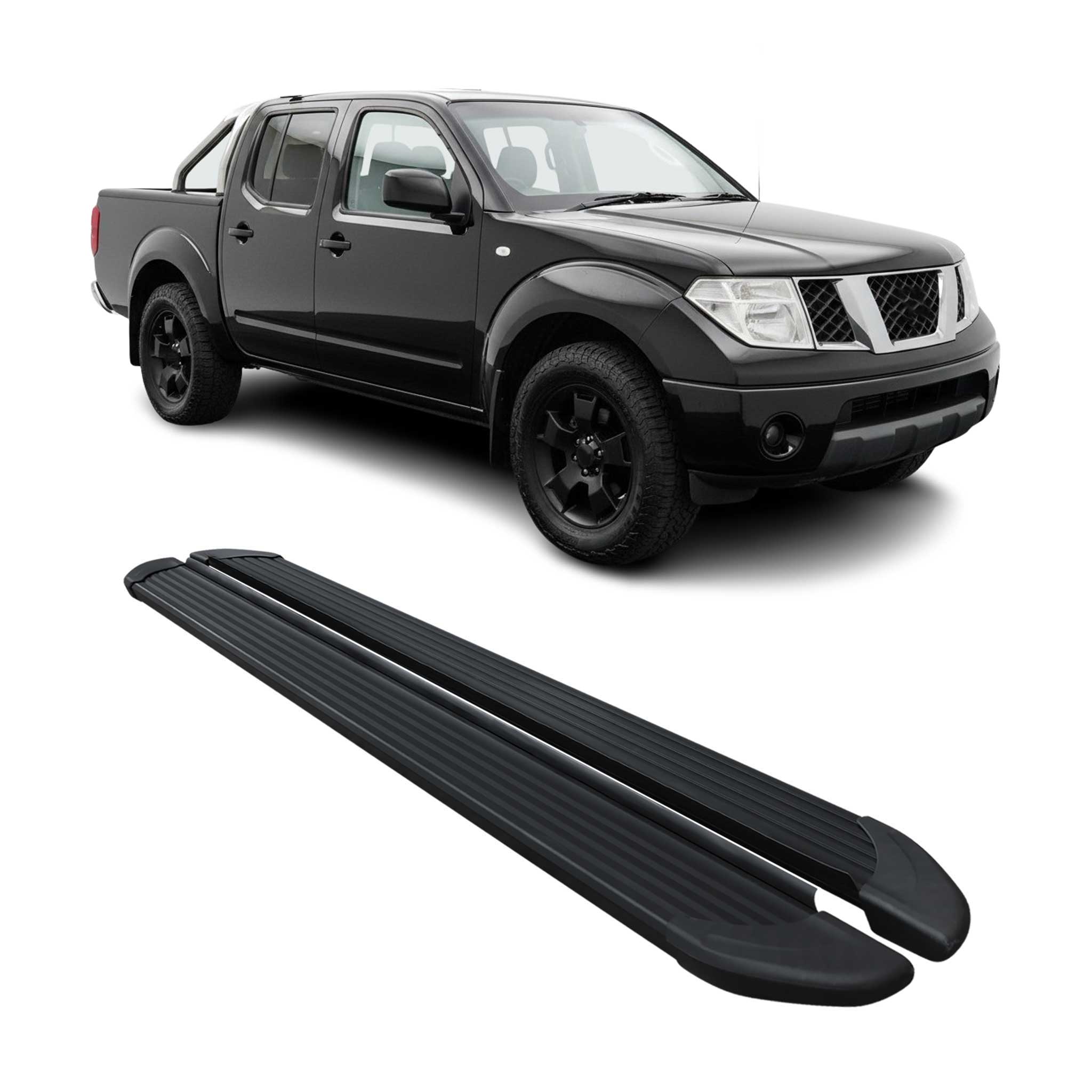 Marchepieds Latéraux pour Nissan Navara D40 Double Cab  2005-2016 Noir Alu 2Pcs