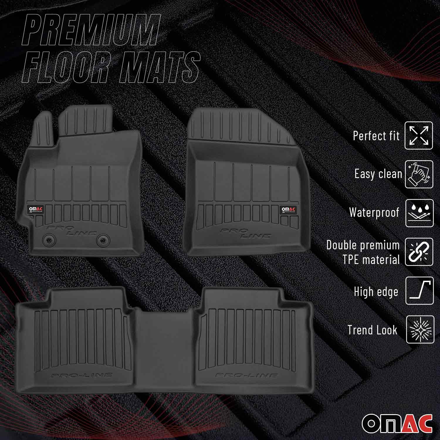OMAC Tapis de sol en caoutchouc pour Toyota Corolla Berline Break 2013-2019 Noir