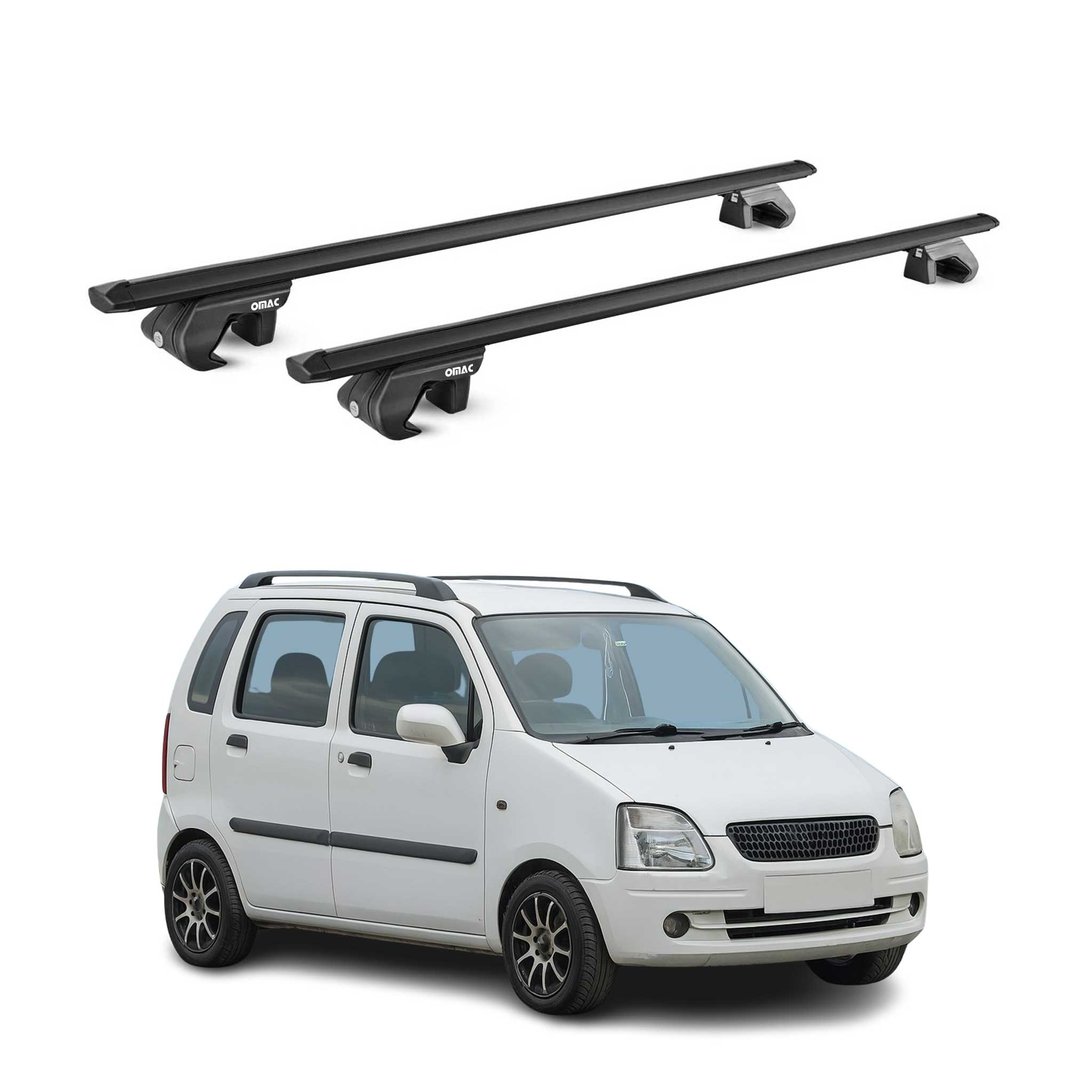 Barres de toit transversales pour Opel Agila I 2000-2007 Aluminium Noir ABE