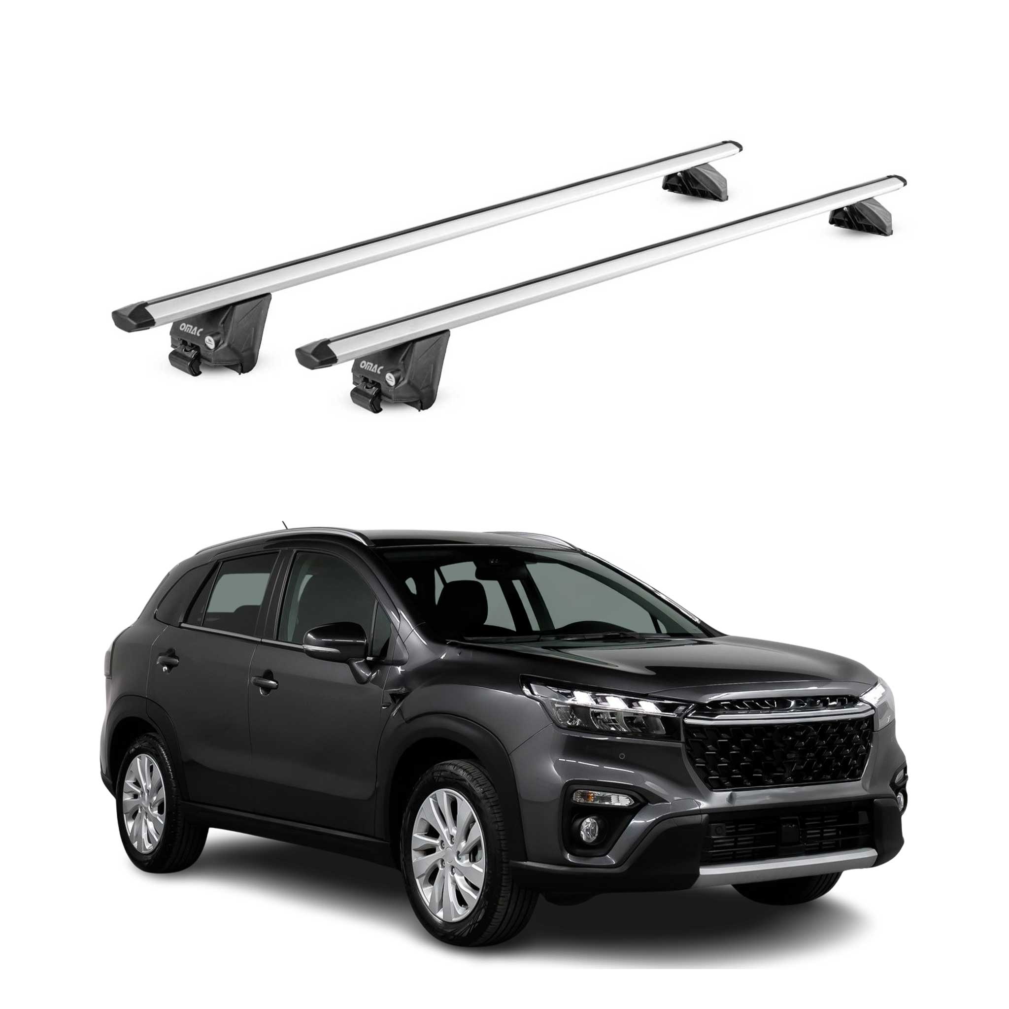 Barres de toit transversales pour Suzuki S-Cross 2022-2026 Alu Gris 2 pièces ABE