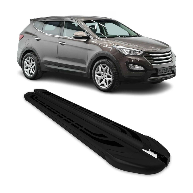 Marchepieds Latéraux pour Hyundai Santa Fe 2012-2018 Aluminium Noir 2Pcs