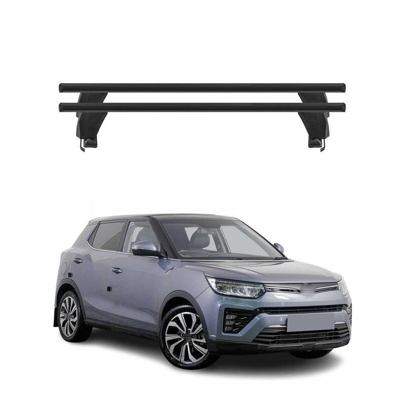 Barres de toit transversales pour Ssangyong Tivoli 2015-2023 Alu Noir 2Pcs