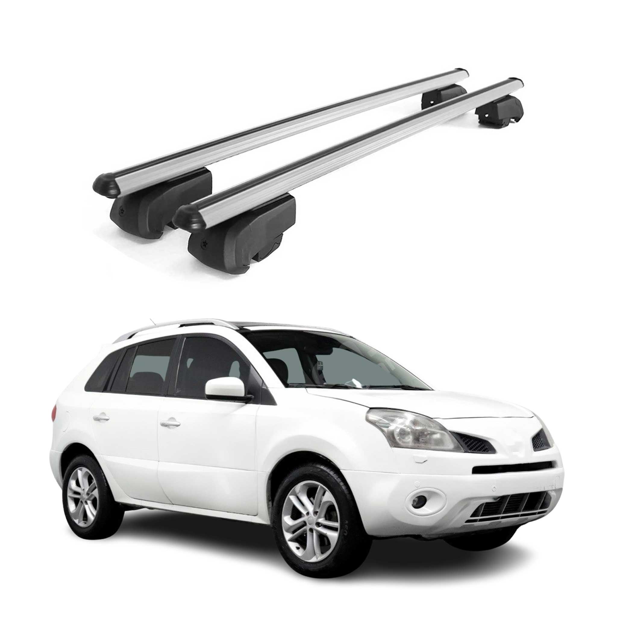 Barres de toit Transversales pour Renault Koleos I 2011-2015 Facelift Alu Gris