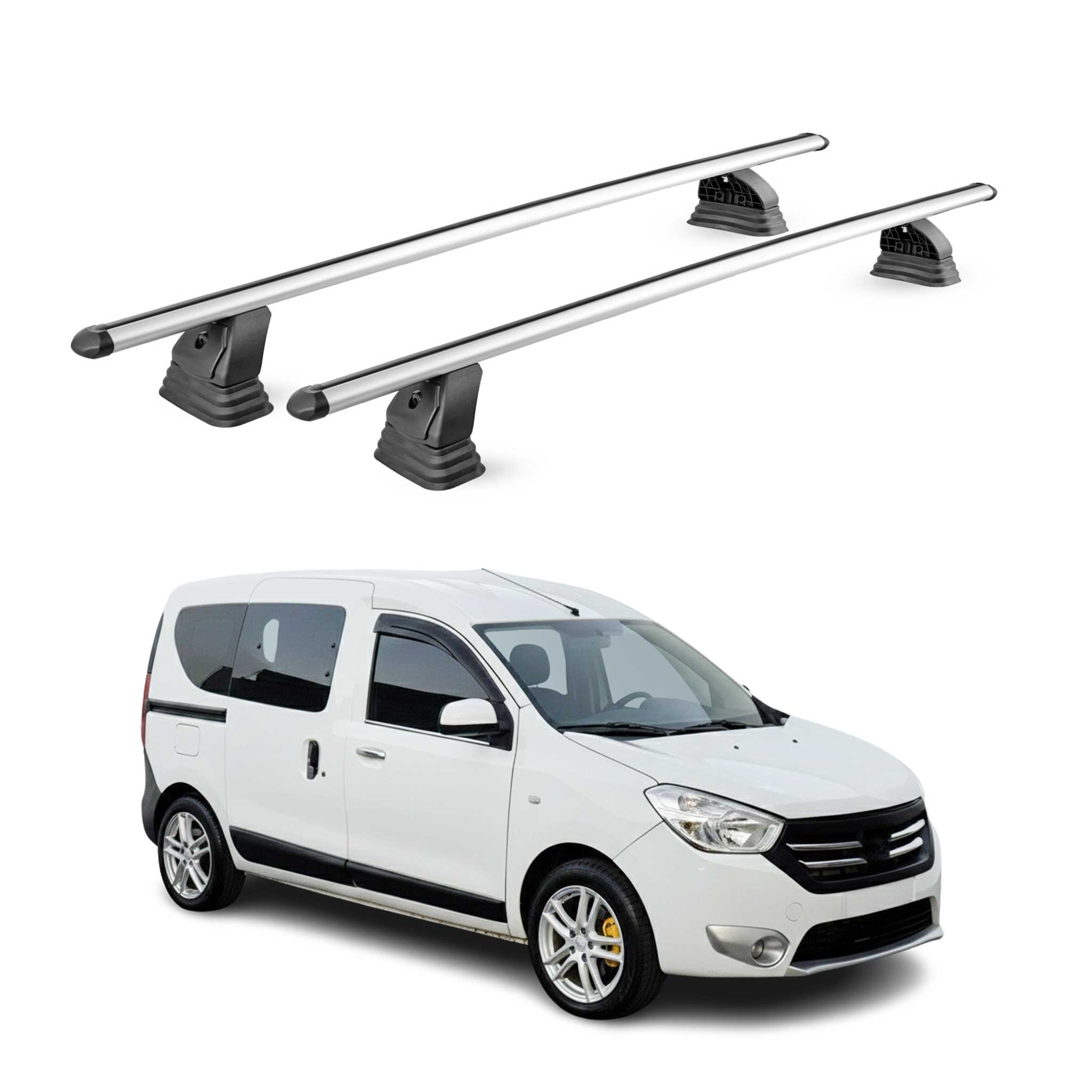 Barres de toit transversales Alu pour Dacia Dokker 2012-2021 TÜV 75 kg Gris 2Pcs