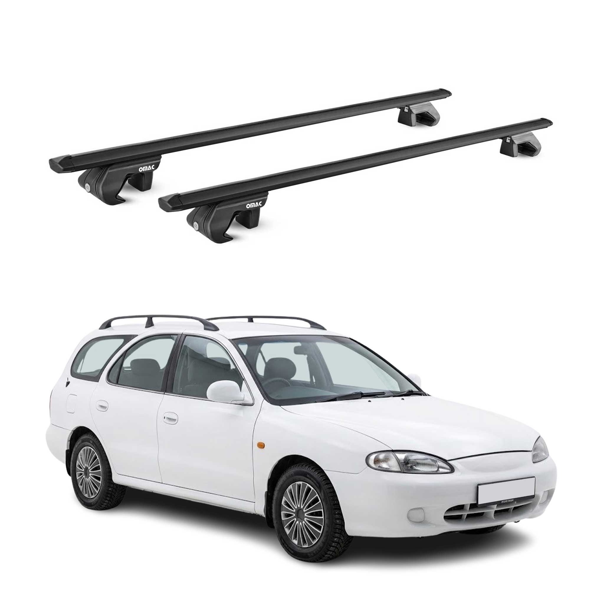 Barres de toit transversales pour Hyundai Lantra mk2 Break 1995-2000 Noir ABE