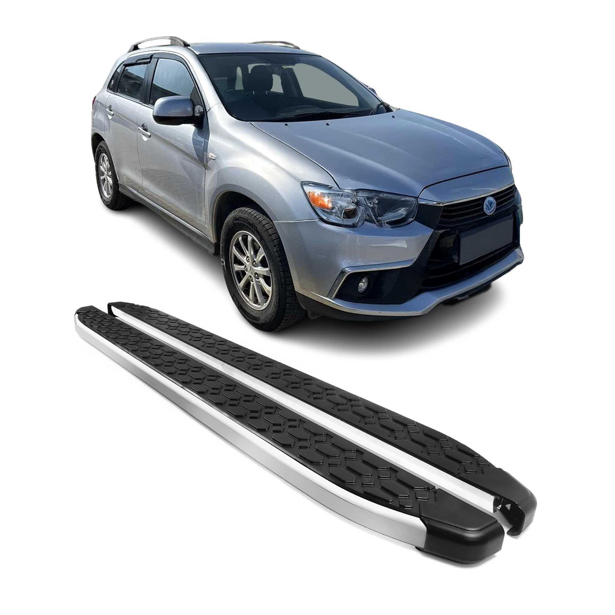 Marchepieds Latéraux pour Mitsubishi ASX 2010-2022 Gris Noir Aluminium 2Pcs