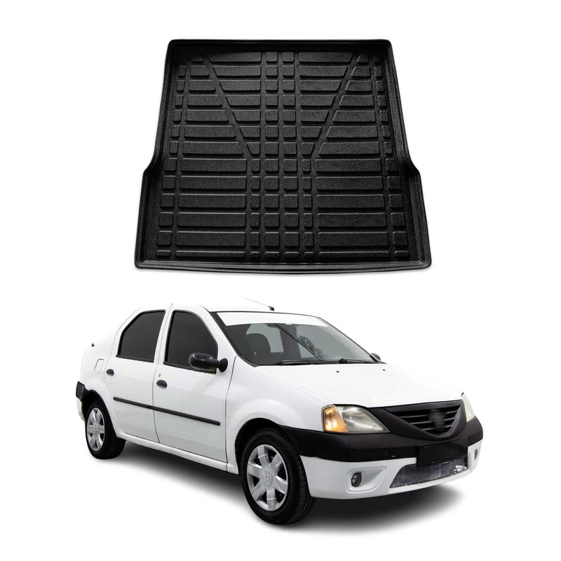 Tapis de Coffre pour Dacia Logan 2005-2008 Berline en TPE Noir