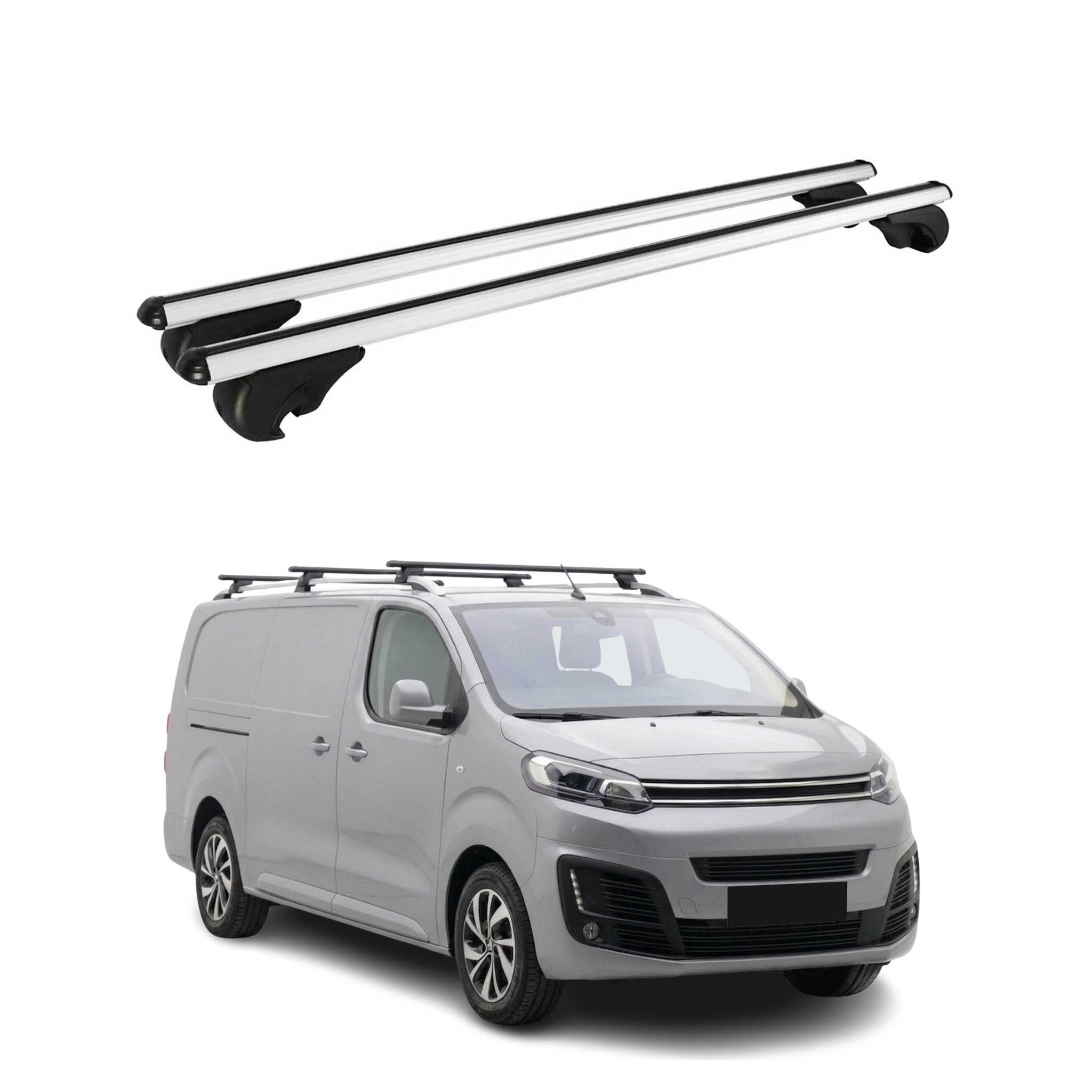 Barres de toit Transversales pour Citroen Jumpy 2016-2026 TÜV Aluminium Gris 2x