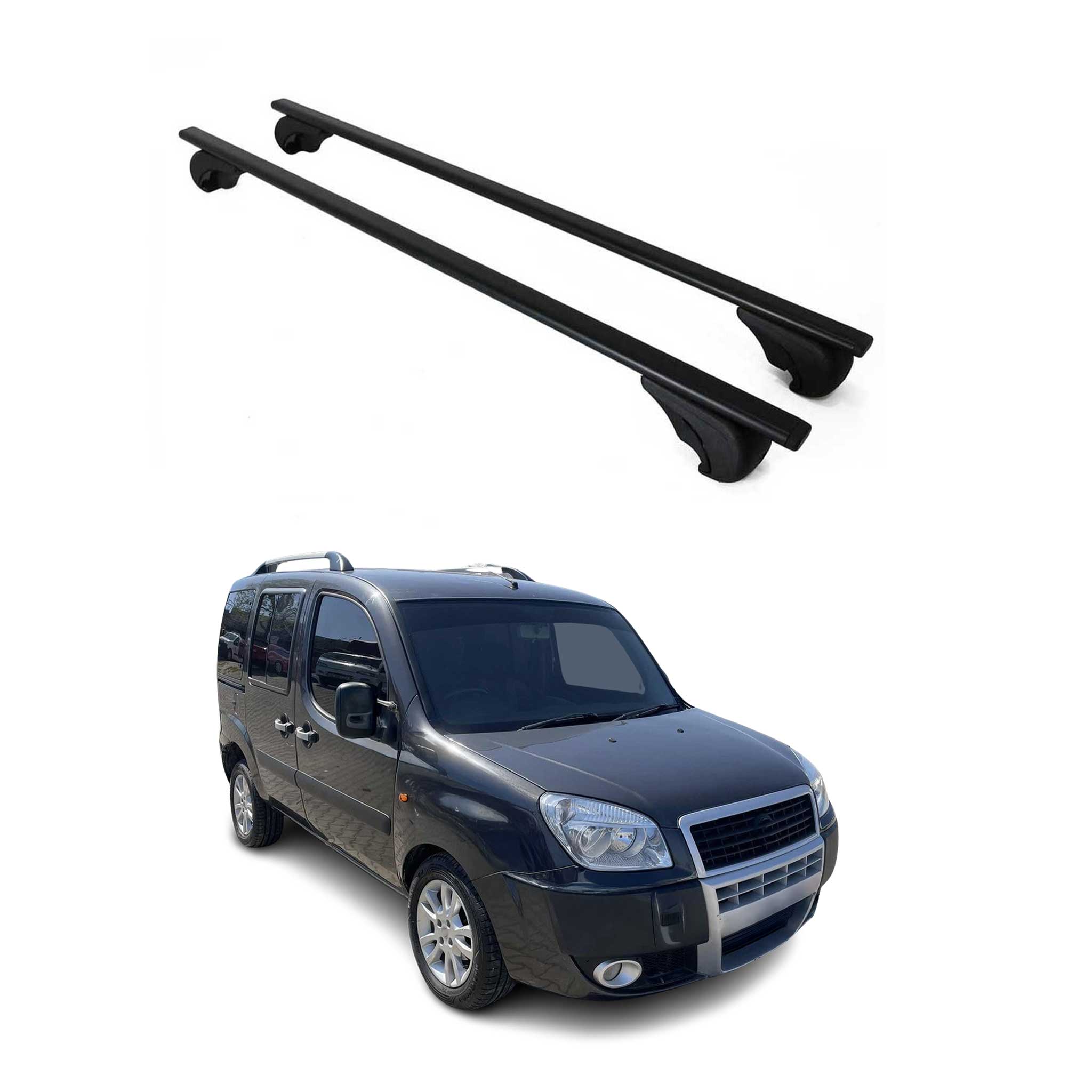 Barres de toit Transversales pour Fiat Doblo 2000-2009 Fer Noir