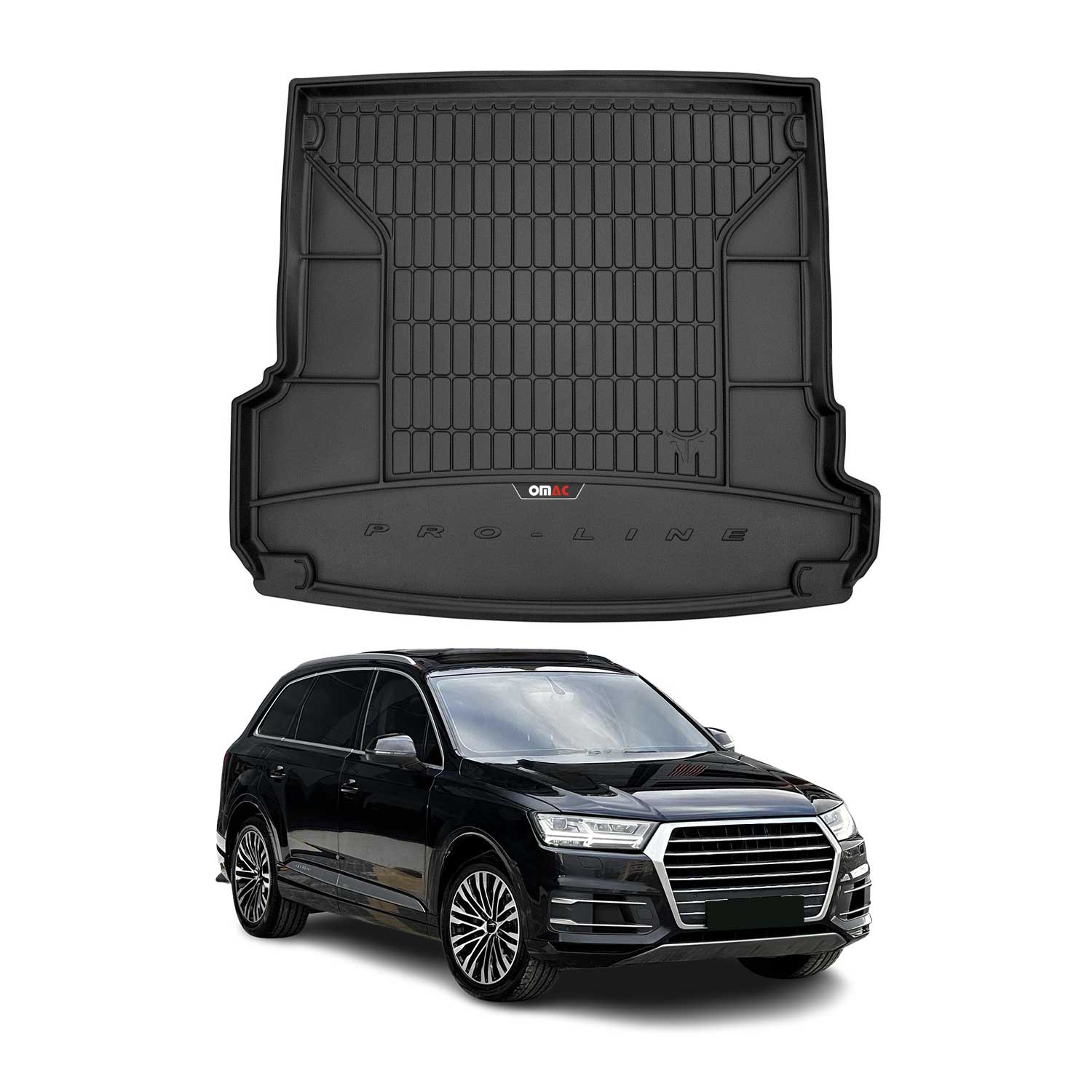 OMAC Tapis de coffre caoutchouc pour Audi Q7 4M 2015-2026 Noir Premium