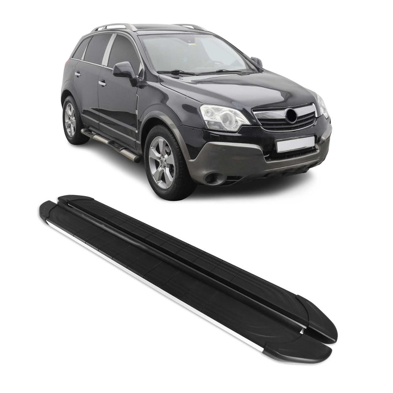 Marchepieds Latéraux pour Opel Antara 2006-2015 Aluminium Gris Noir 2Pcs