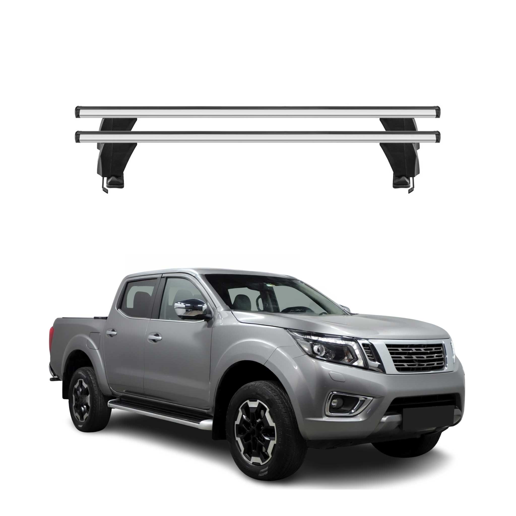 Menabo Barres de toit Transversales pour Nissan Navara 2015-2025 Alu Gris 2x ABE