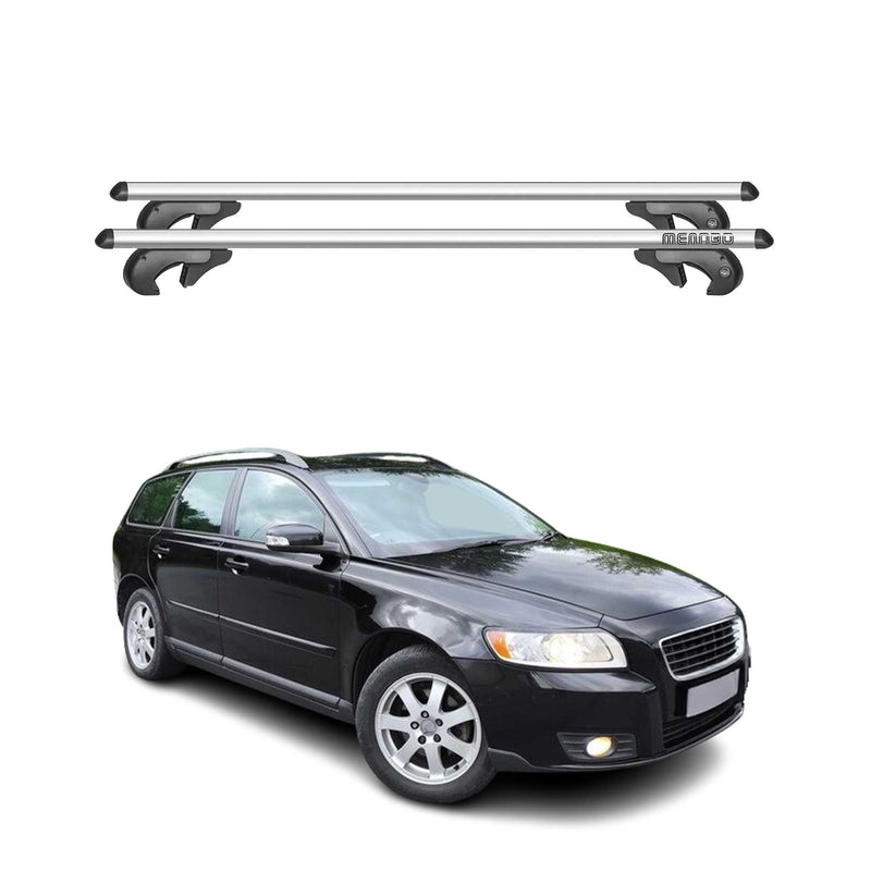 Barres de toit transversales pour Volvo V50 2008-2012 90kg Alu Gris 2x