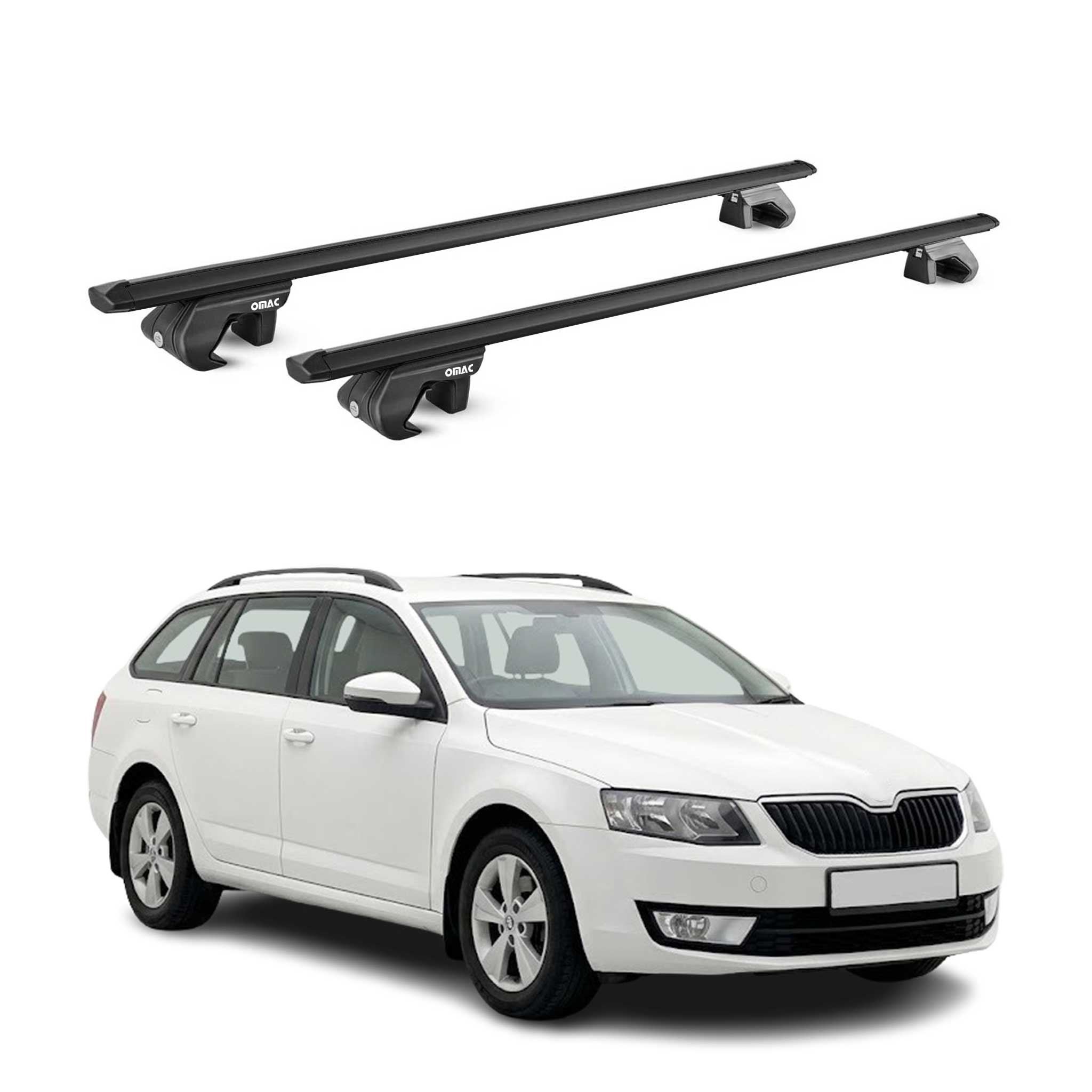Barres de toit transversales pour Skoda Octavia III Break 2013-2019 Alu Noir ABE