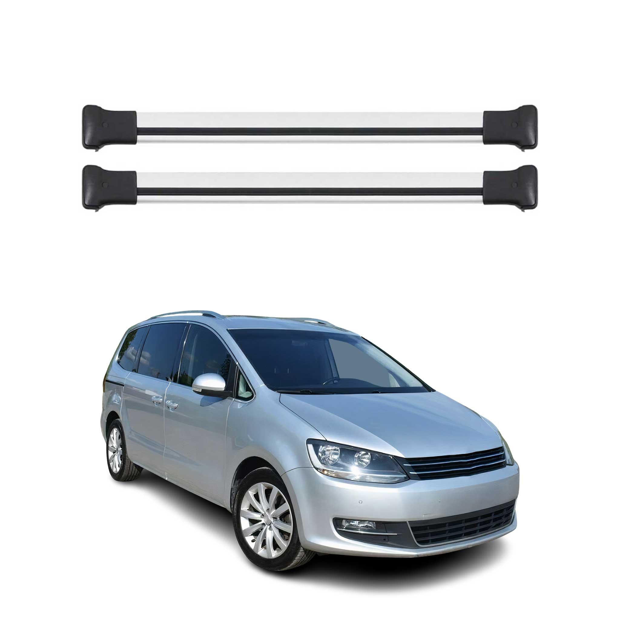 Barres de toit transversale pour VW Sharan mk2 2010-2022 en Aluminium Gris 2Pcs