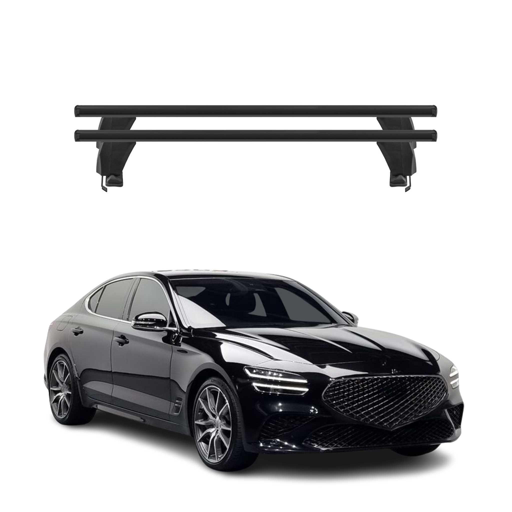 Menabo Barres de toit Transversales pour Genesis G70 2018-2026 Noir ABE 2x