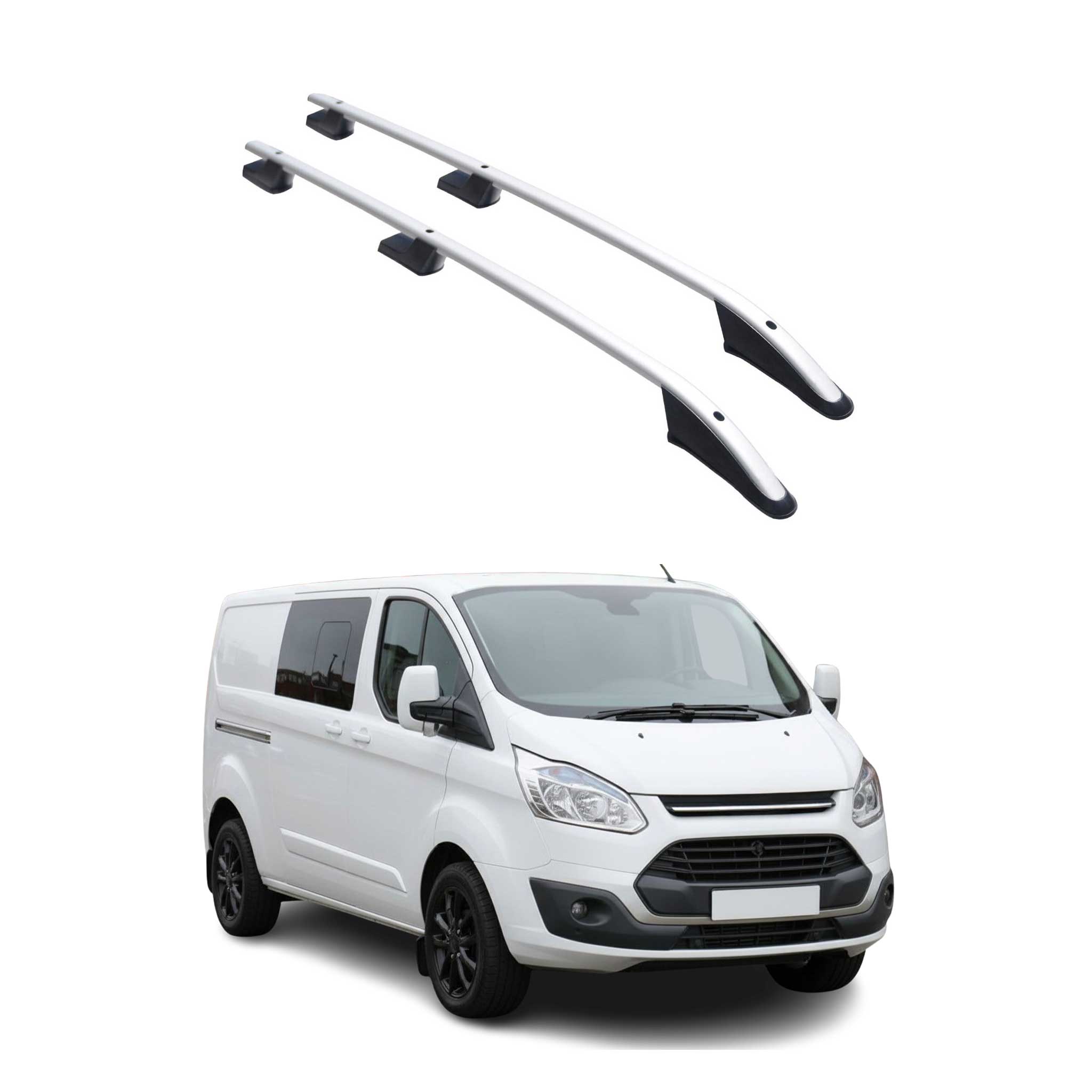 Barres de toit longitudinales pour Ford Transit Tourneo Custom 2012-2024 L2 Gris