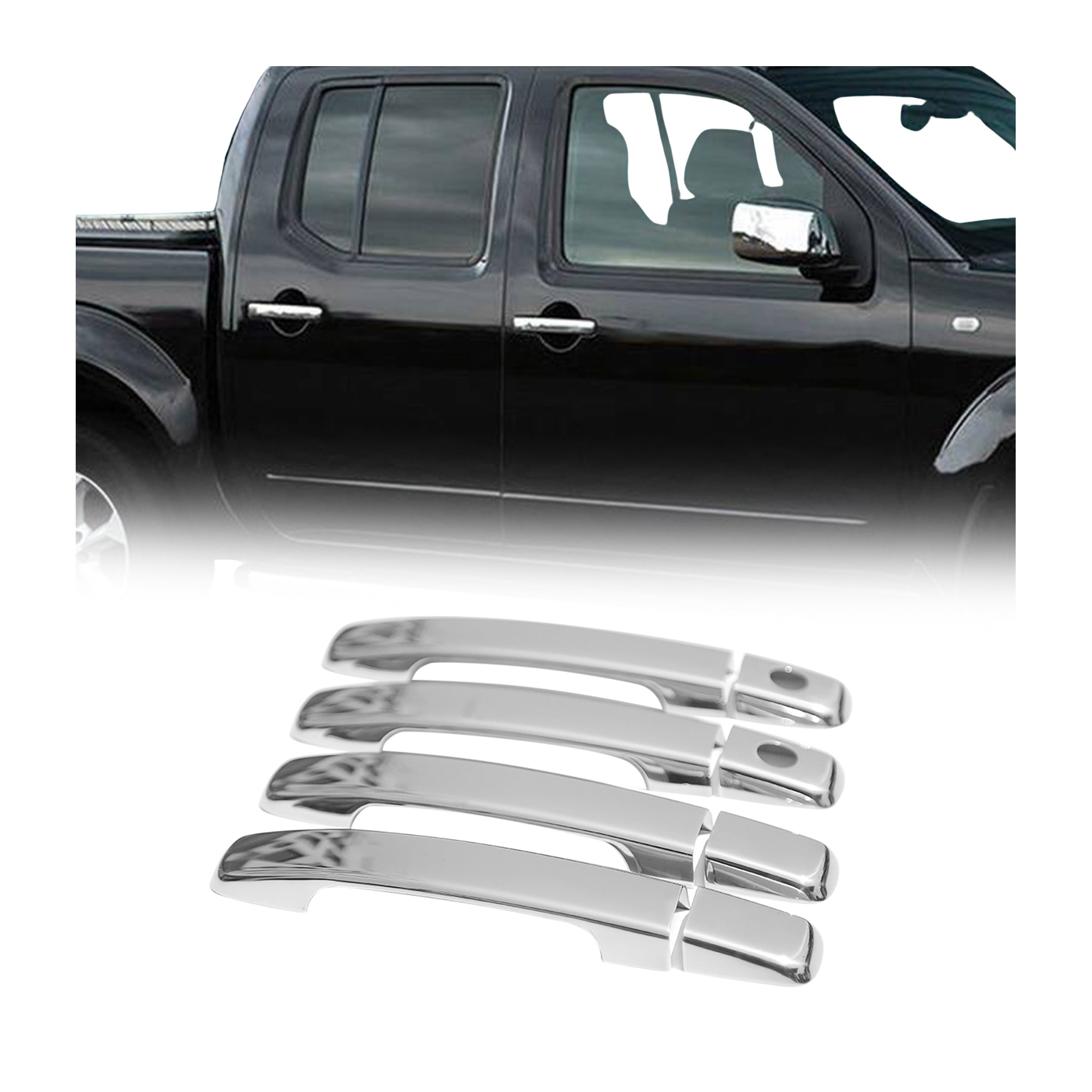 Couverture de poignée de porte pour Nissan Navara 2005-2015 Acier Gris 4Pcs