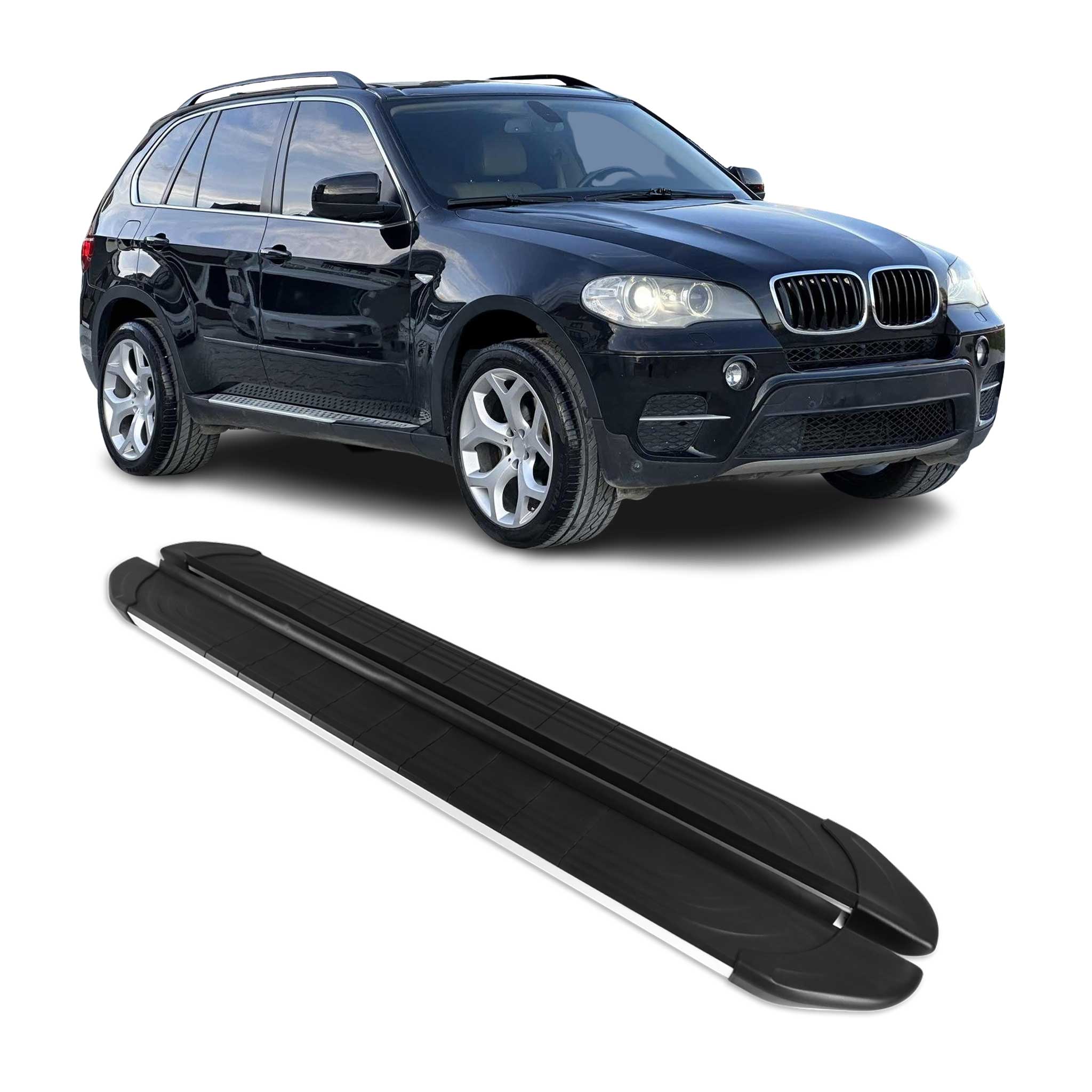 Marchepieds latéraux pédale pour BMW X5 E70 2006-2013 Aluminium Gris Noir 2Pcs