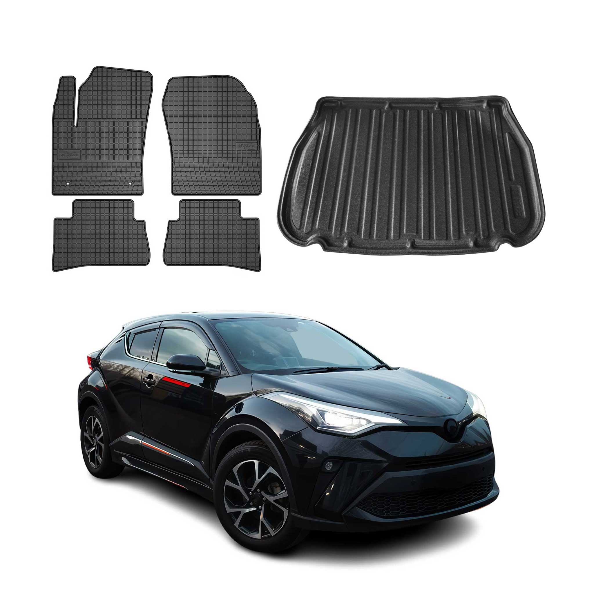 Kit Tapis de sol et coffre pour Toyota C-HR 2016-2023 TPE Noir