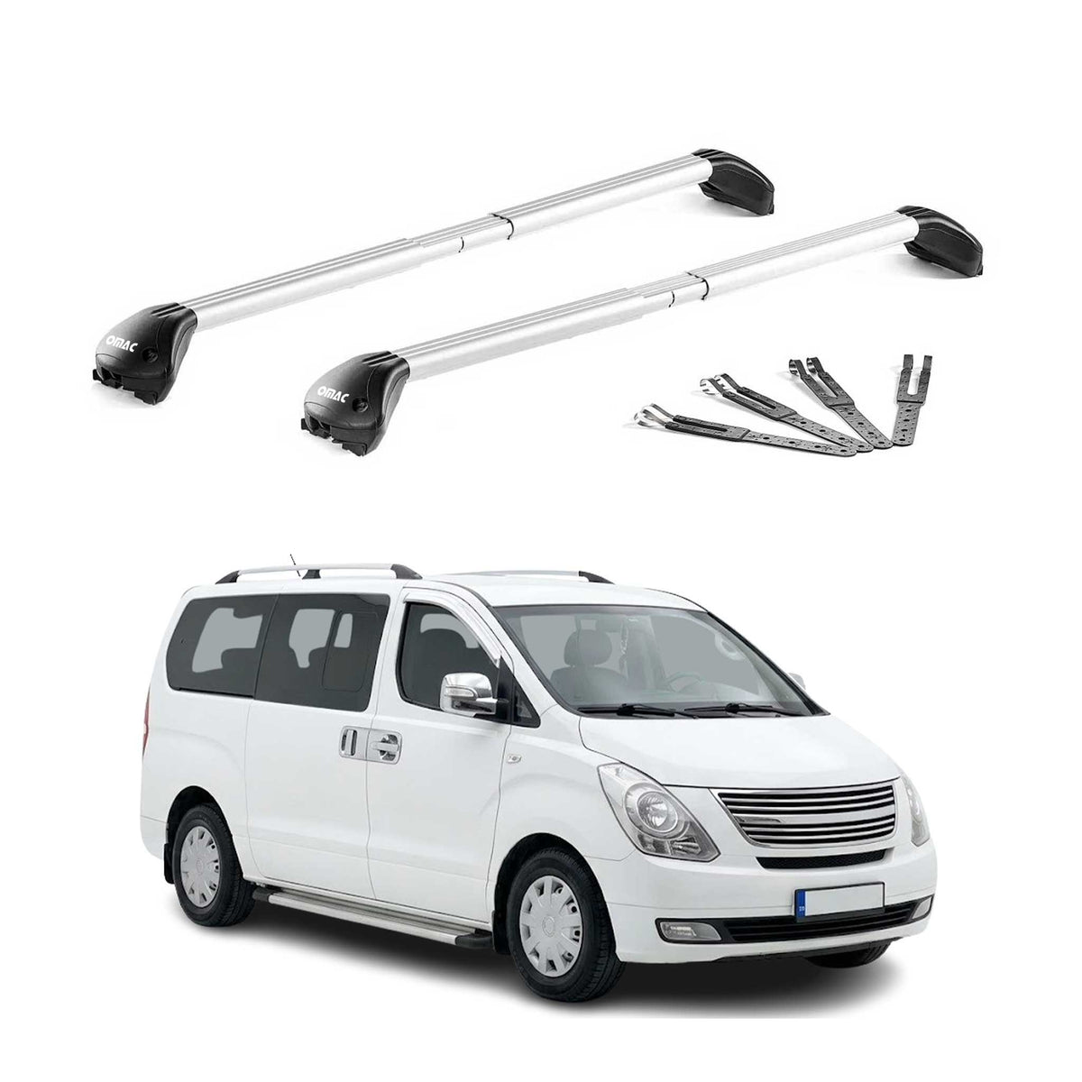 Barres de toit pour Hyundai H-1 2008-2021 Aluminium Gris Argenté 2 pièces ABE