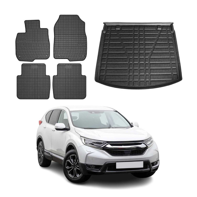 Kit Tapis de sol et coffre pour Honda CR-V 2016-2024 TPE Noir