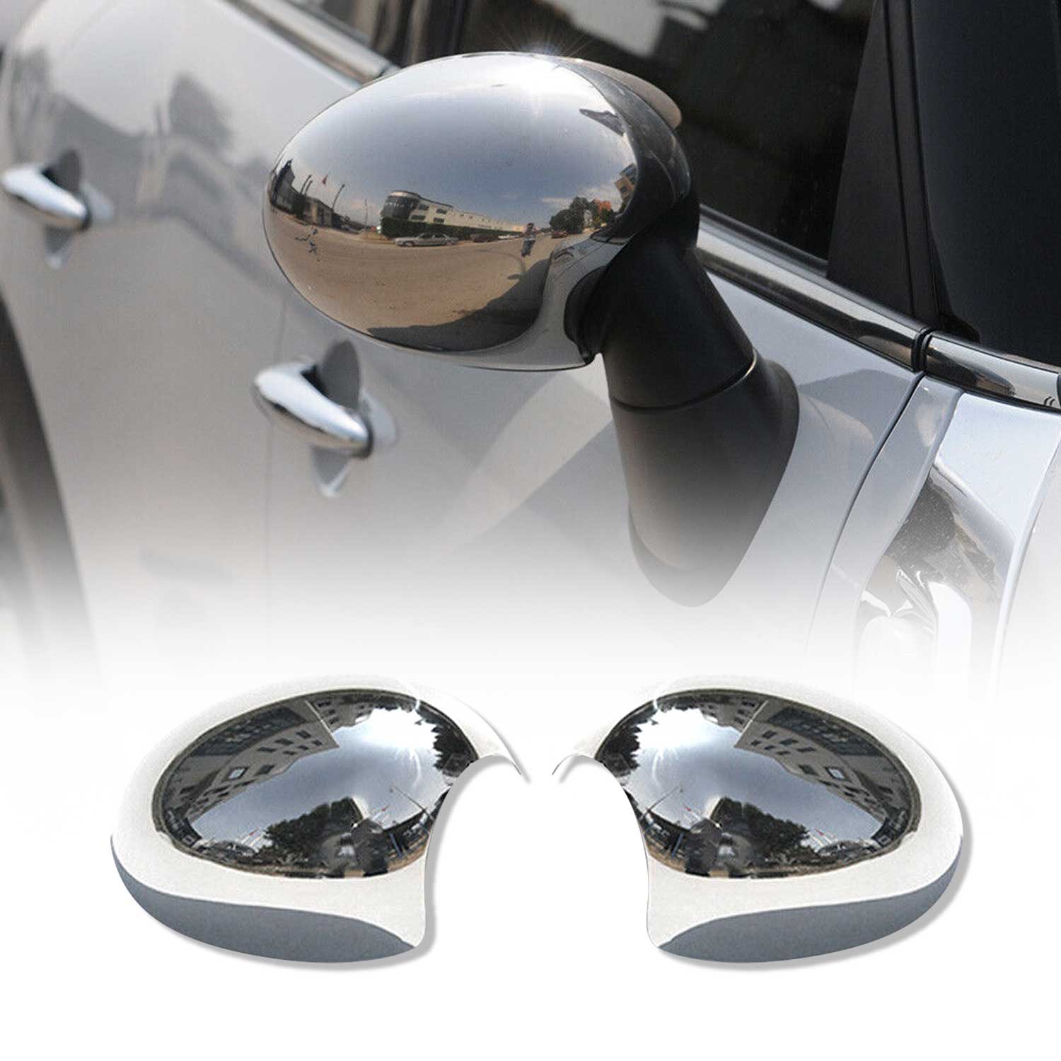 Coques de Rétroviseurs pour Mini Clubman R55 2007-2014 en Acier Chromé Argent