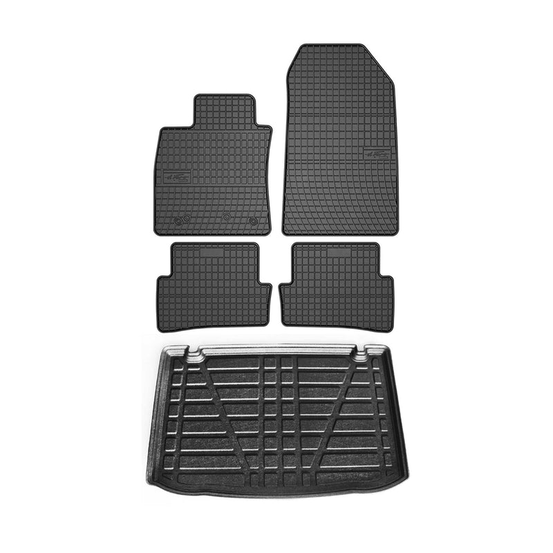 Kit Tapis de sol et coffre pour Renault Clio IV 2012-2018 HB TPE Noir