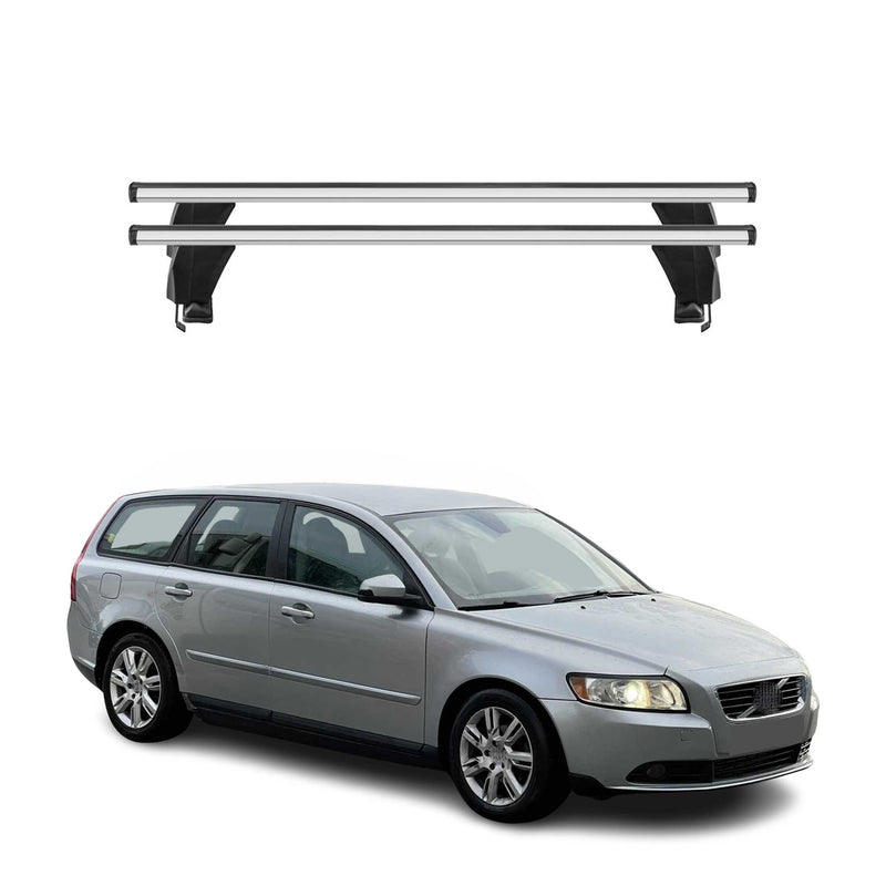 Menabo Barres de toit Transversales pour Volvo V50 2008-2012 Alu Gris ABE 2x