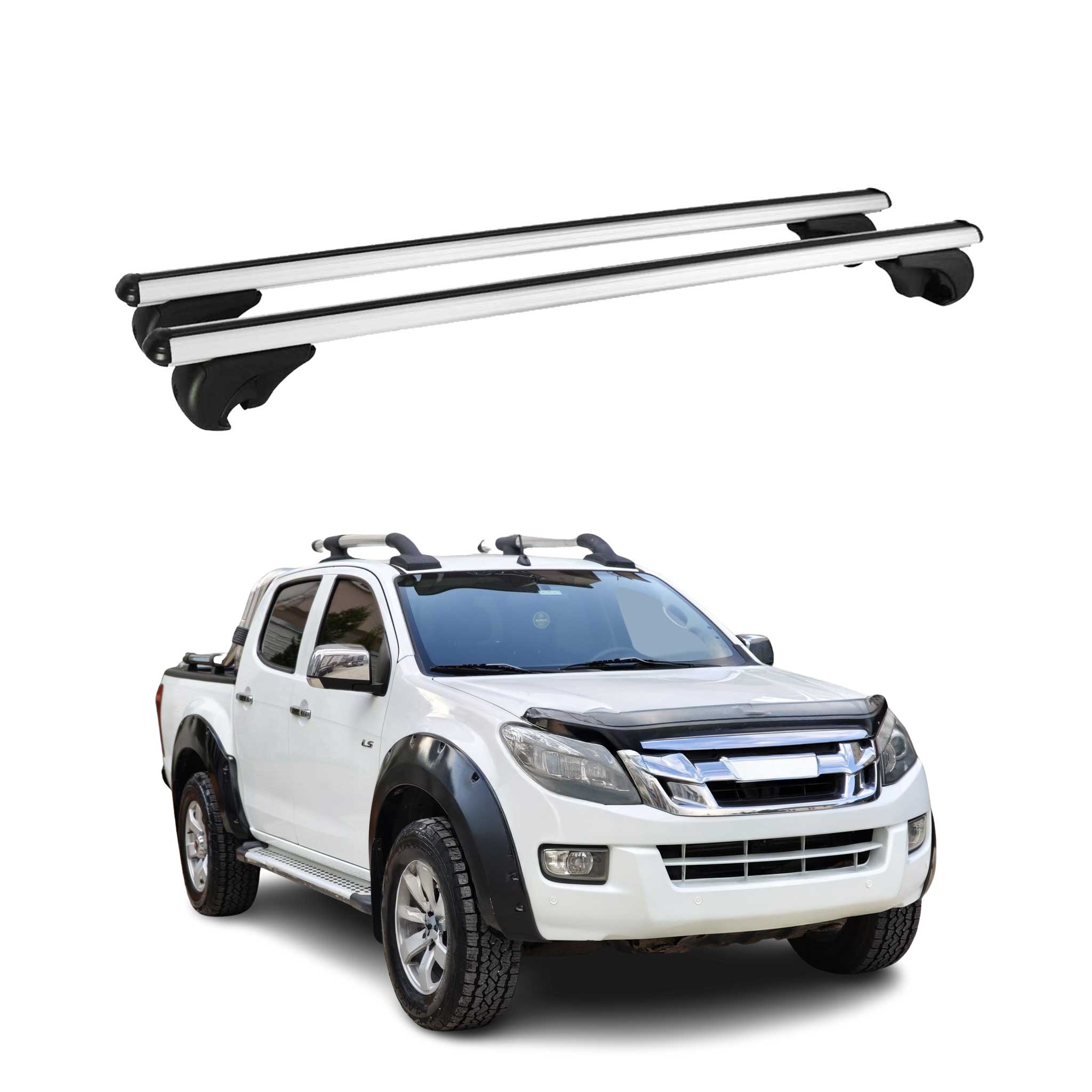 Barres de toit Transversales pour Isuzu D-Max 2012-2018 Aluminium Argent