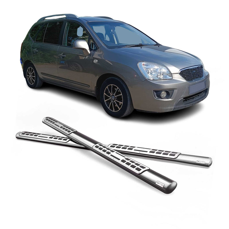 Marchepieds Latéraux pour Kia Carens 2006-2013 Acier Inoxy Argent