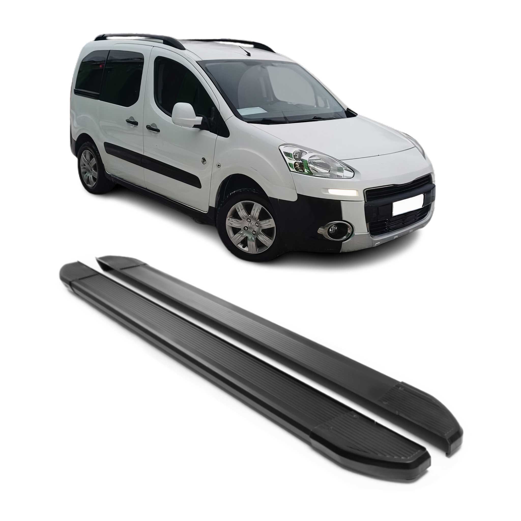 Marchepieds Latéraux pédale pour Peugeot Partner Tepee 2008-2018 Alu Noir 2Pcs