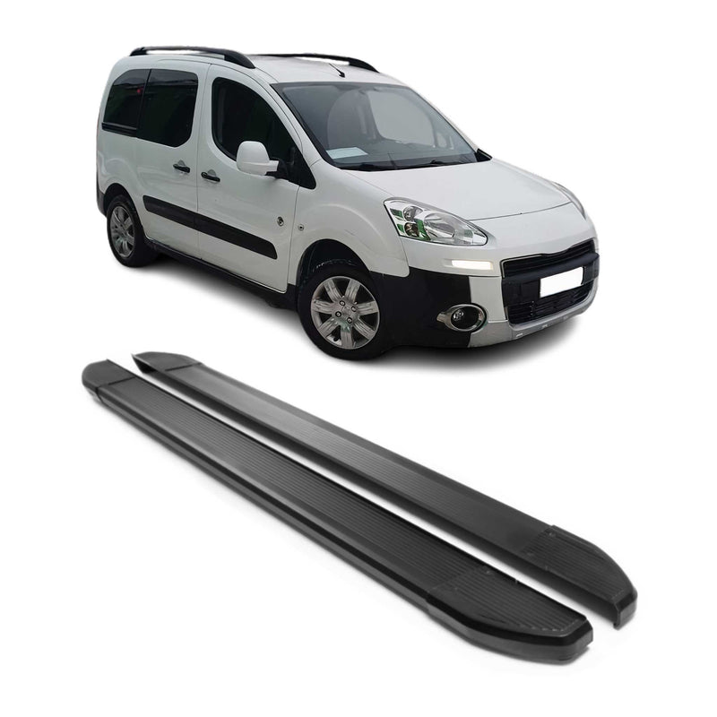 Marchepieds Latéraux pédale pour Peugeot Partner Tepee 2008-2018 Alu Noir 2Pcs