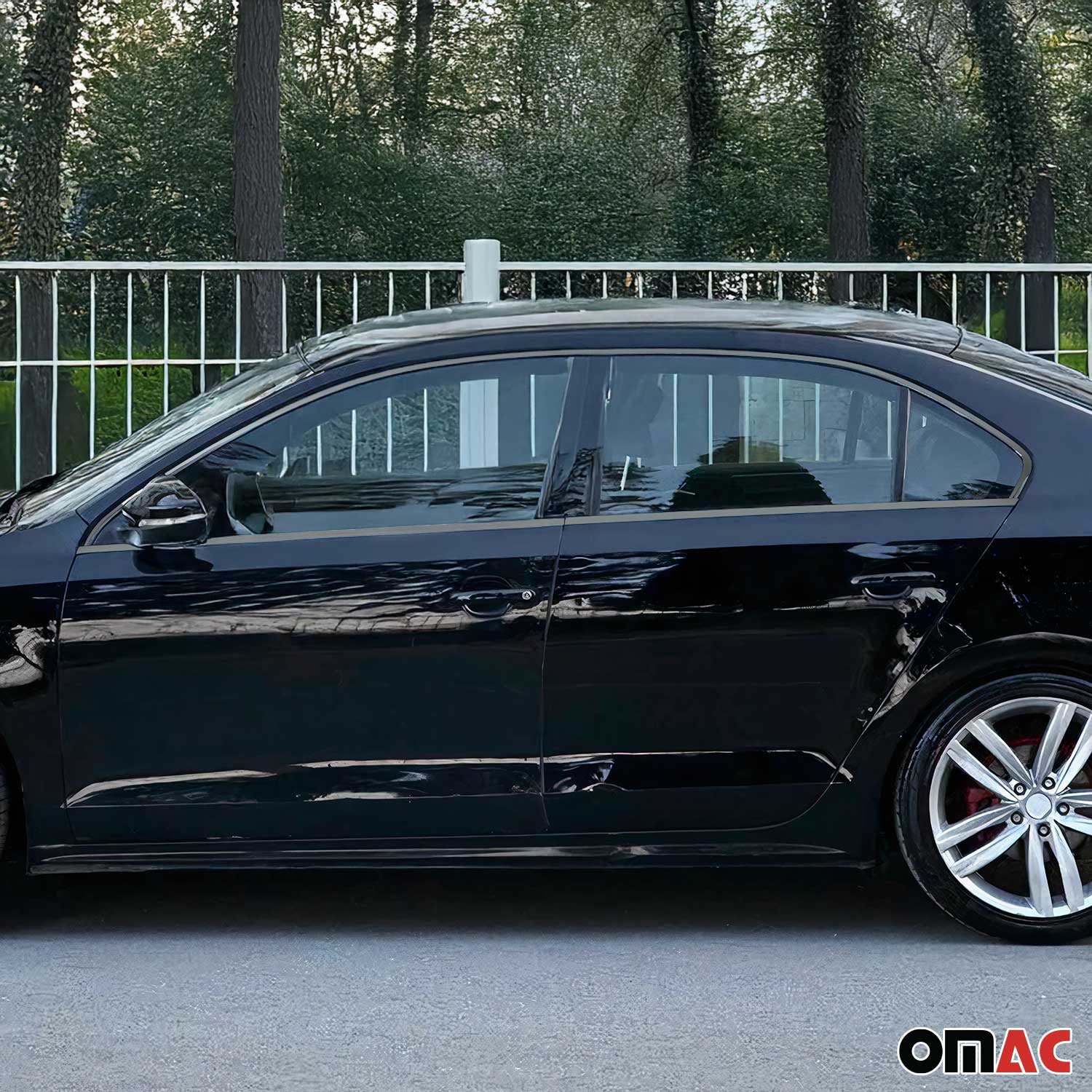 Garniture de Fenêtre pour VW Jetta Berline 2010-2018 Acier Inox Foncé 12Pcs