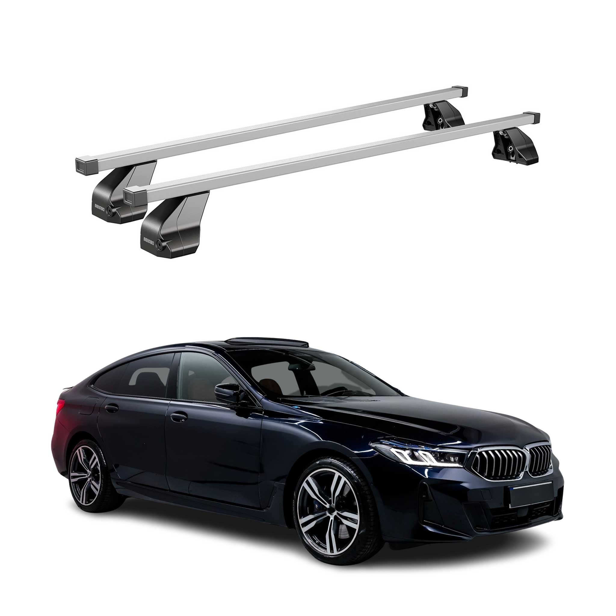 Barres transversales Menabo pour BMW Série 6 Gran Turismo G32 17-24 Acier Gris