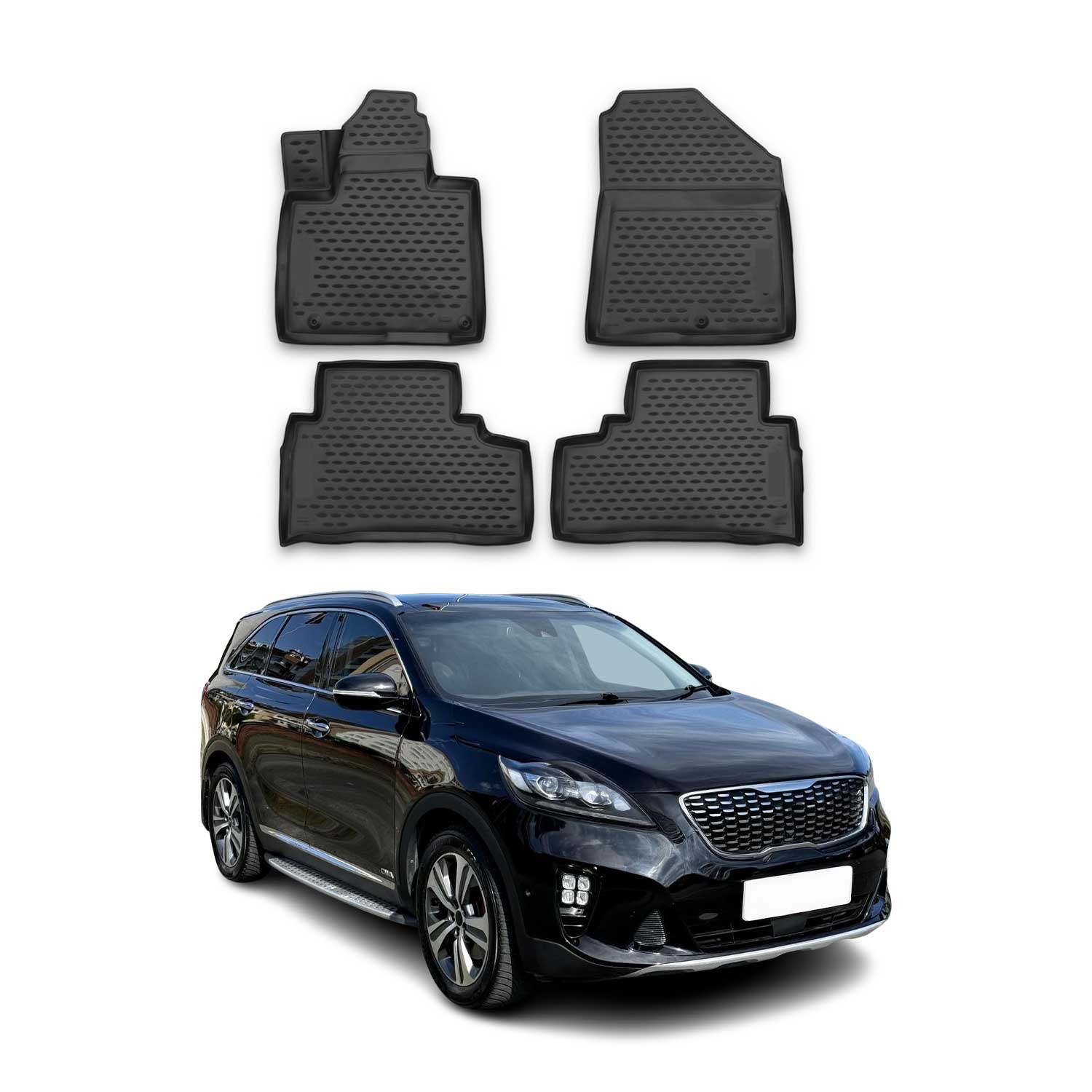 OMAC Tapis de sol pour KIA Sorento 2015-2020 en caoutchouc Noir