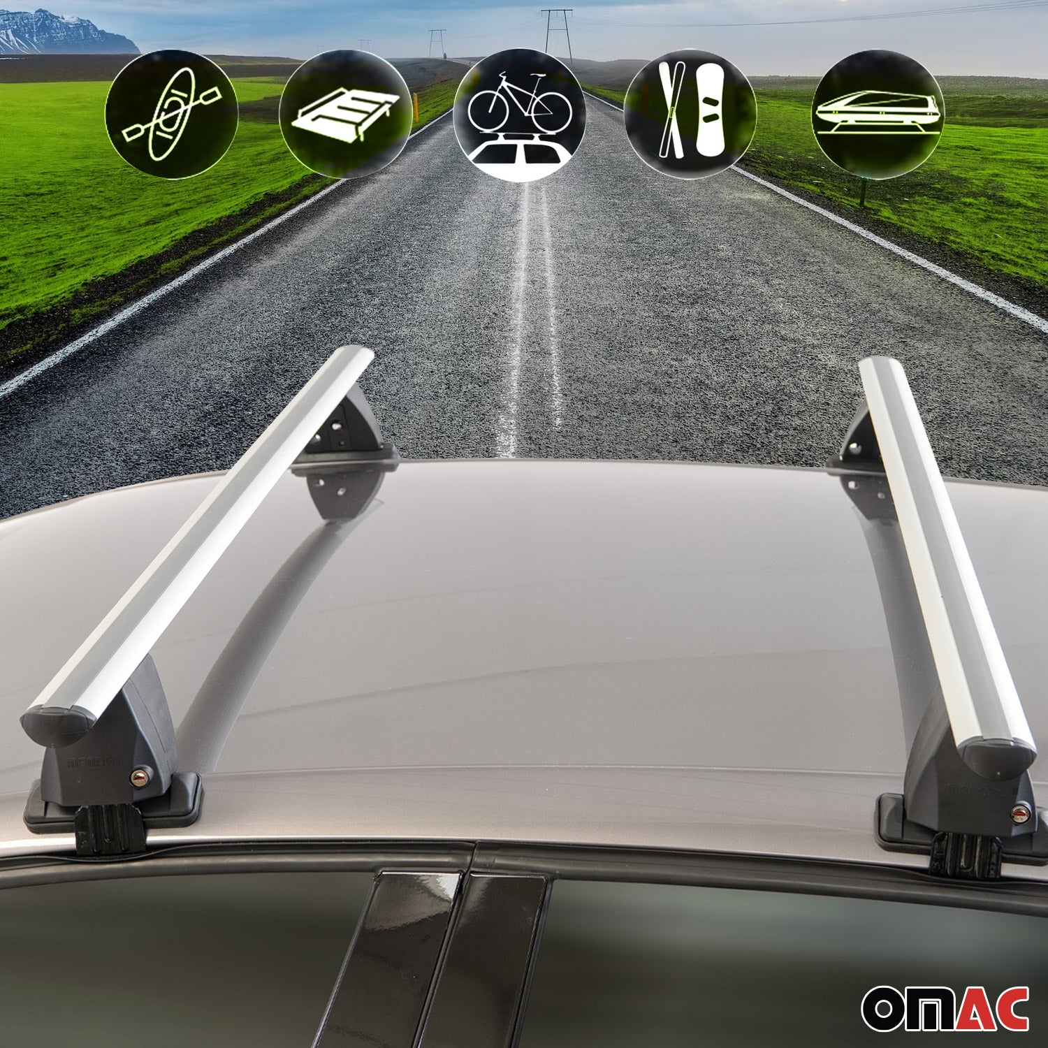 Menabo Barres de toit Transversales pour Nissan New Micra 2014-2020 Alu Gris ABE