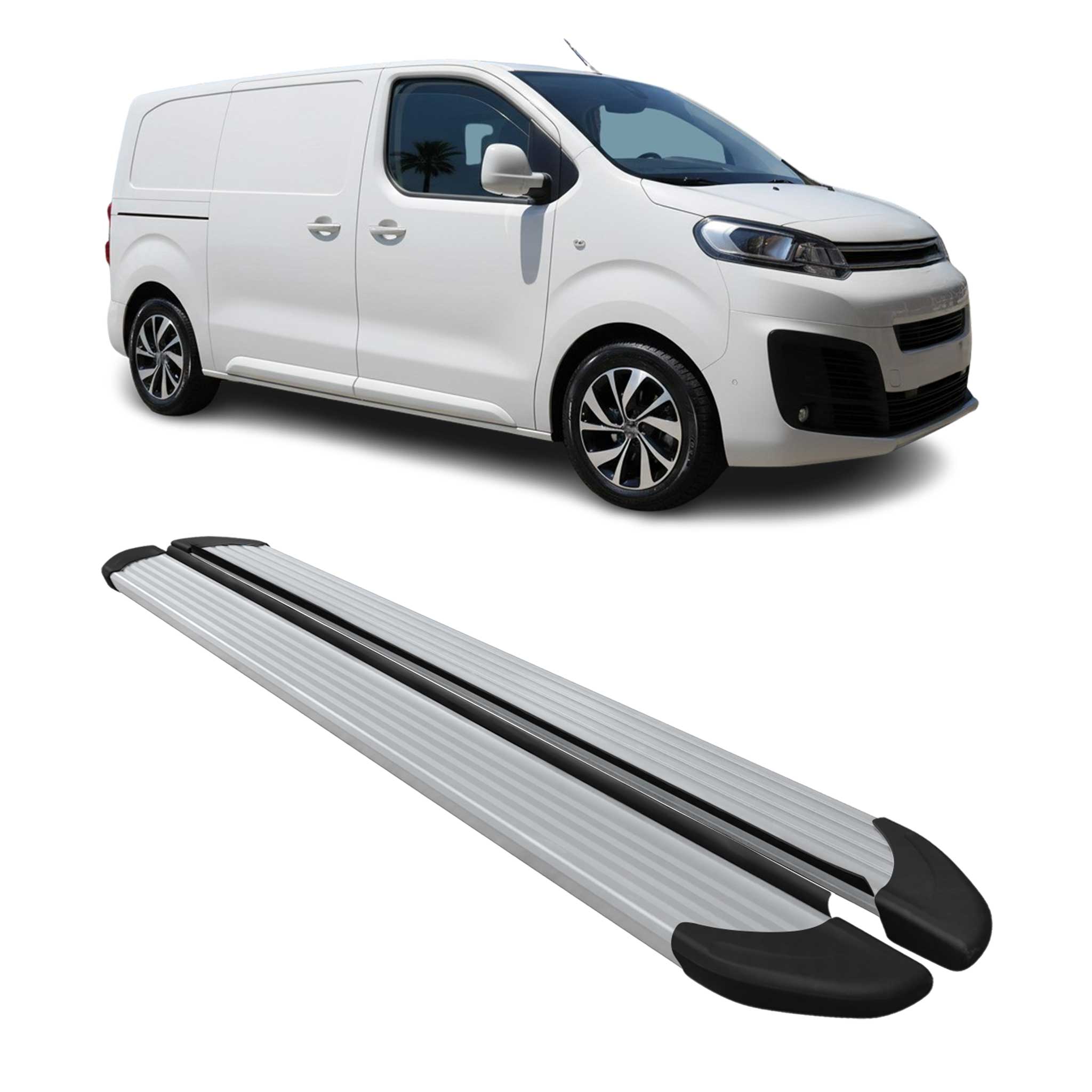 Marchepieds Latéraux pour Citroen Jumpy 2016-2026 Aluminium Argent L1 Court 2Pcs
