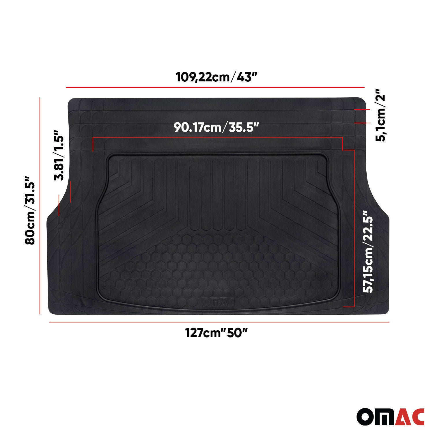 2023-2026 BYD Tang 7places OMAC Tapis de coffre en caoutchouc noir