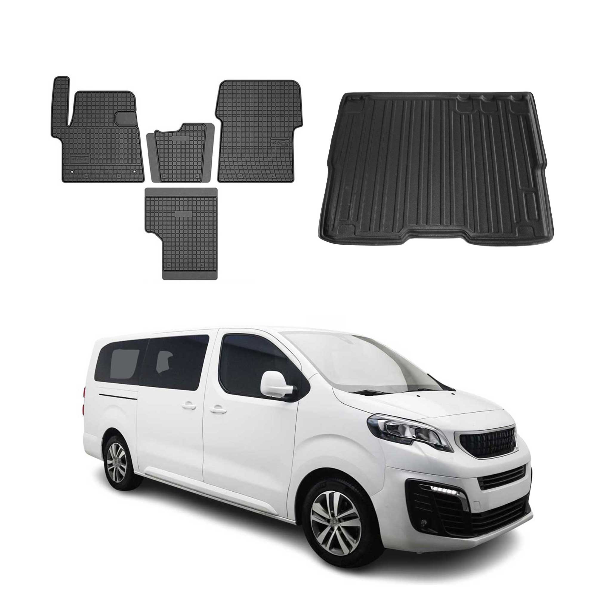 Kit Tapis de sol et coffre pour Peugeot Expert Traveller 2016-2026 TPE Noir