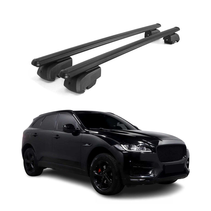 Barres de toit Transversales pour Jaguar F-Pace 2017-2021 Aluminium Noir