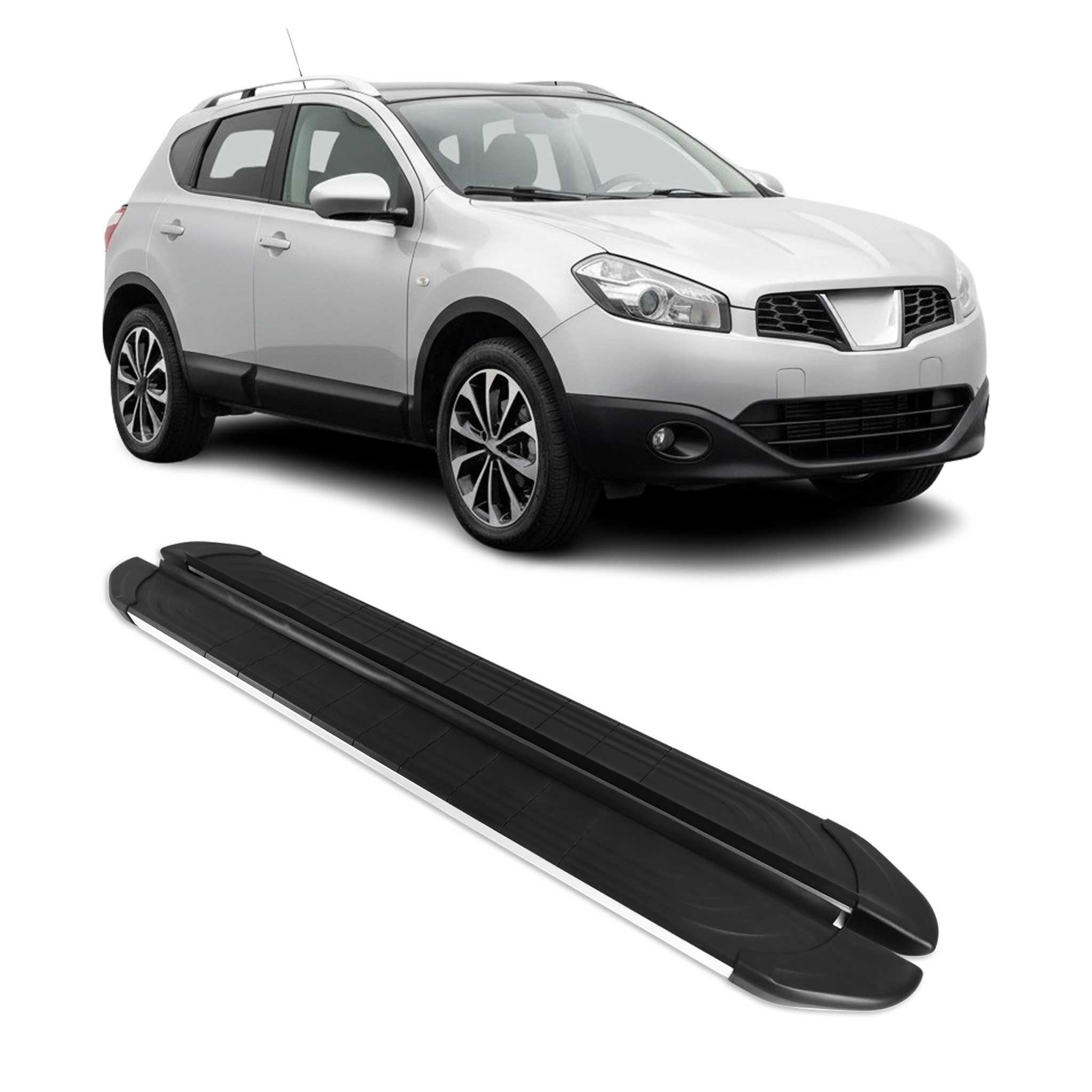 Marchepieds Latéraux pour Nissan Qashqai J10 2006-2014 Alu Noir Gris