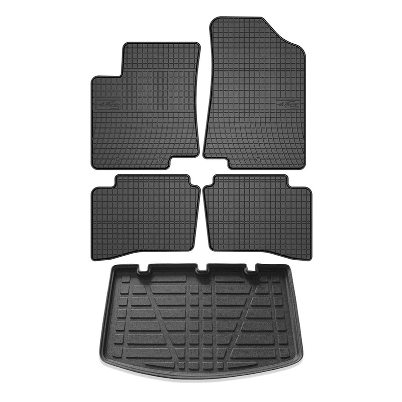 Kit Tapis de sol et coffre pour Kia Rio III 2011-2017 HB TPE Noir