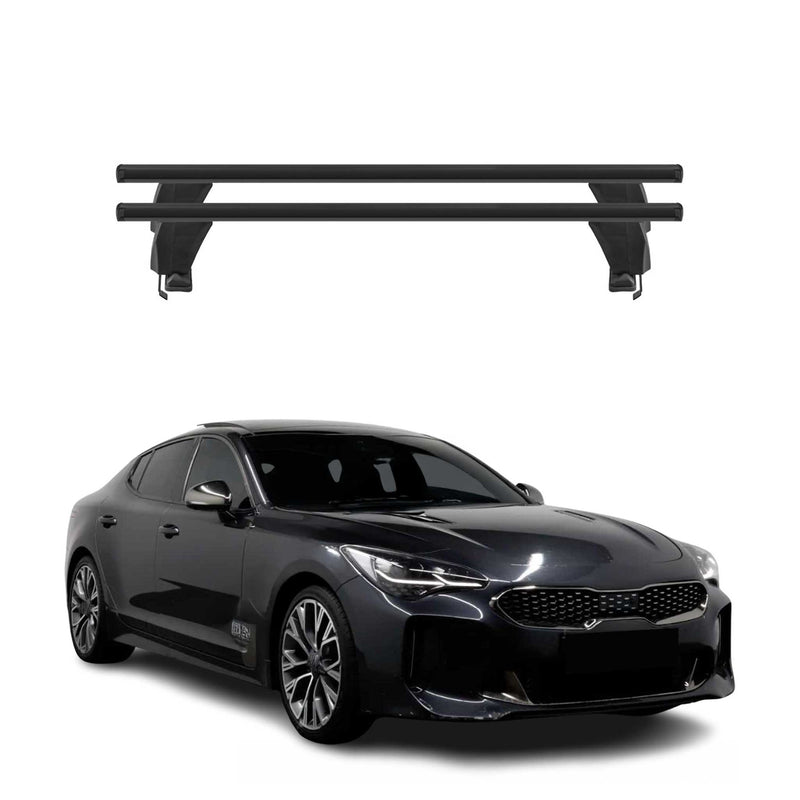 Menabo Barres de toit Transversales pour Kia Stinger 2018-2025 Noir ABE 2x