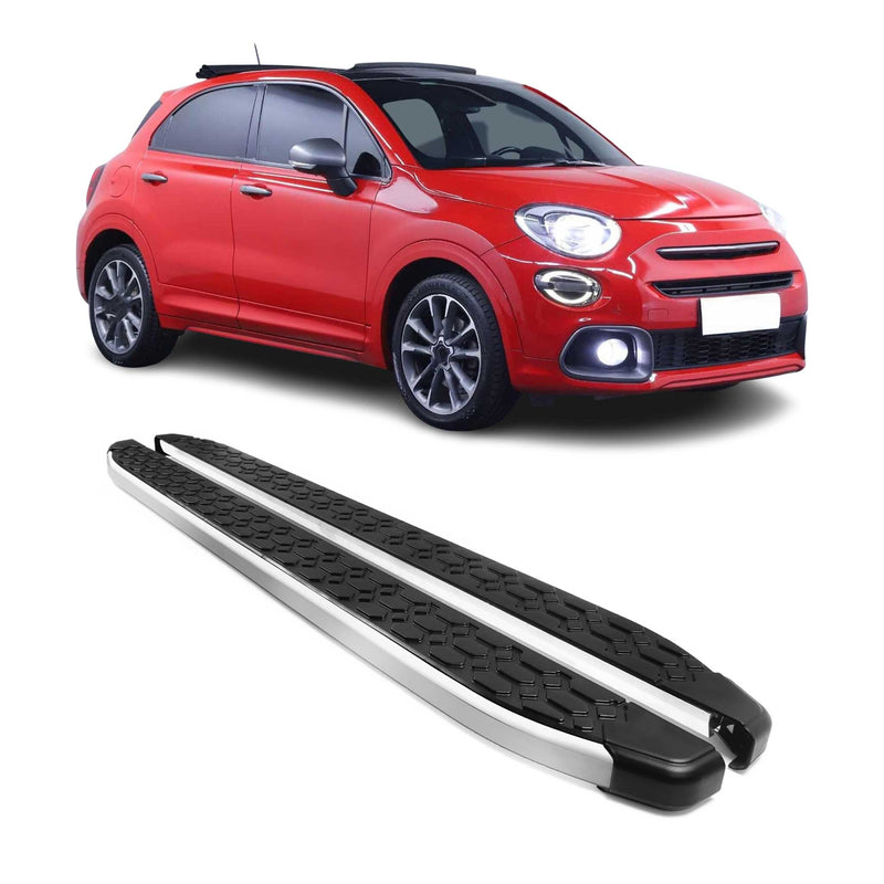 Marchepieds Latéraux pédale pour Fiat 500X 2015-2025 Gris Noir Aluminium 2Pcs