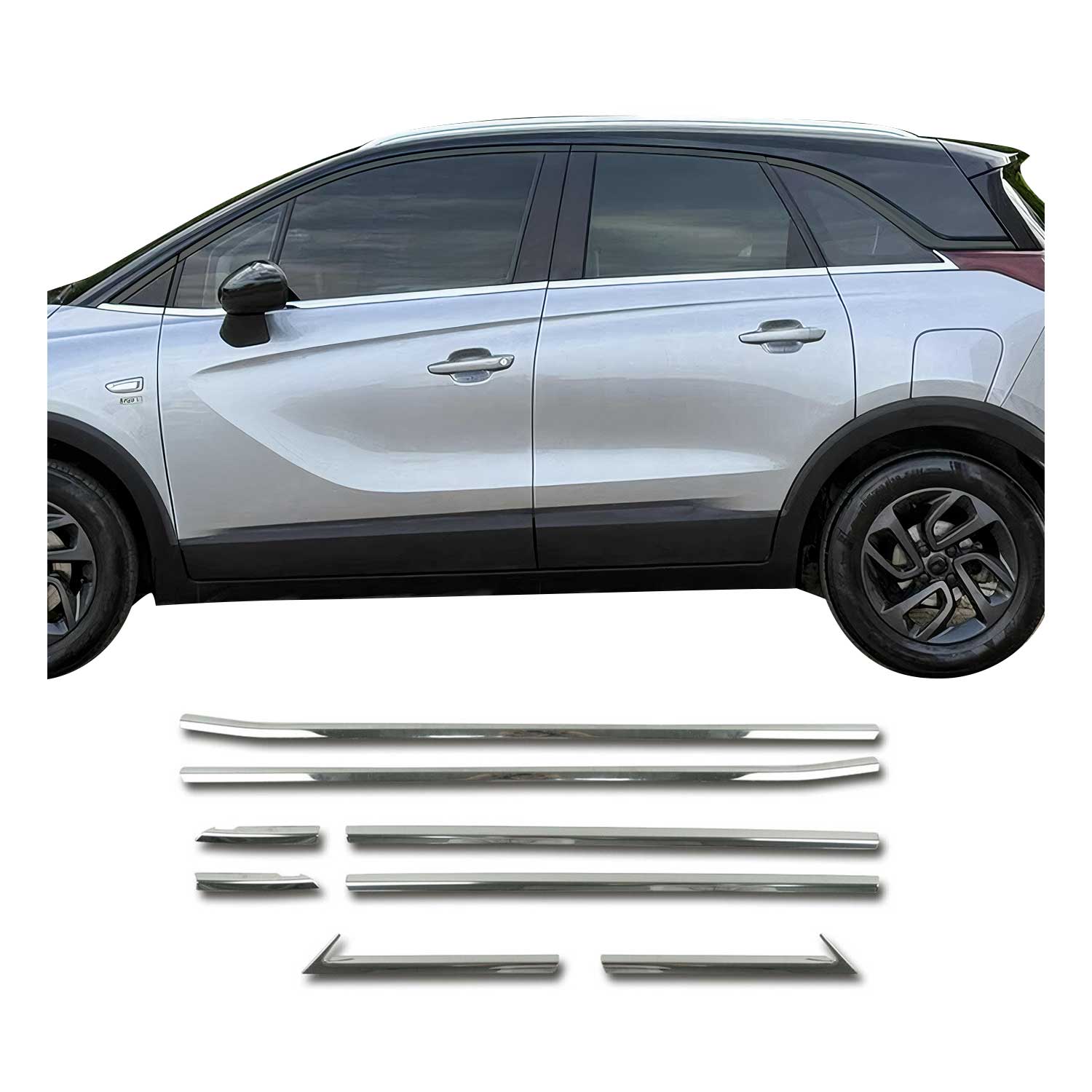 Garniture de Fenêtre pour Opel Crossland X 2017-2024 Acier Inox 8Pcs