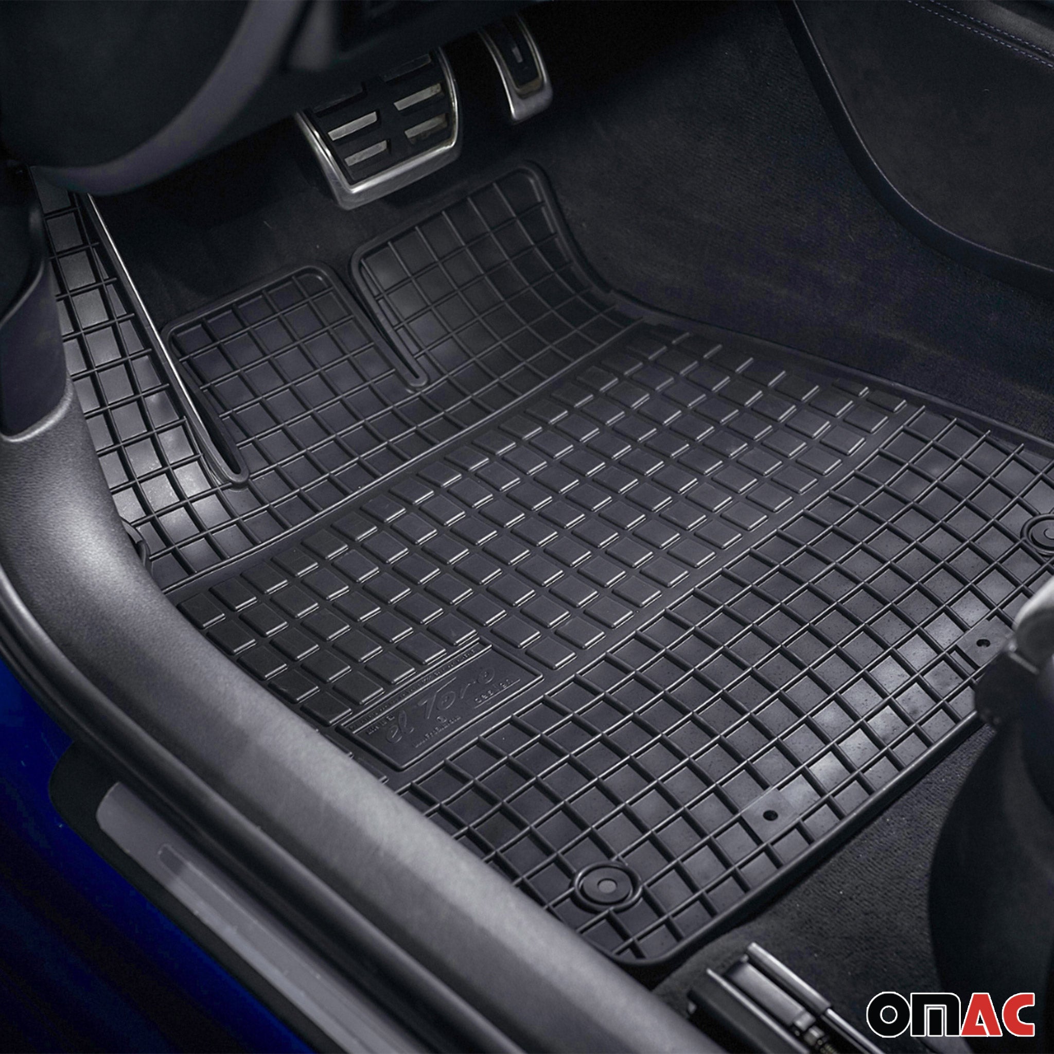 OMAC Tapis de Sol pour Nissan Pulsar 2014-2018 Caoutchouc Noir