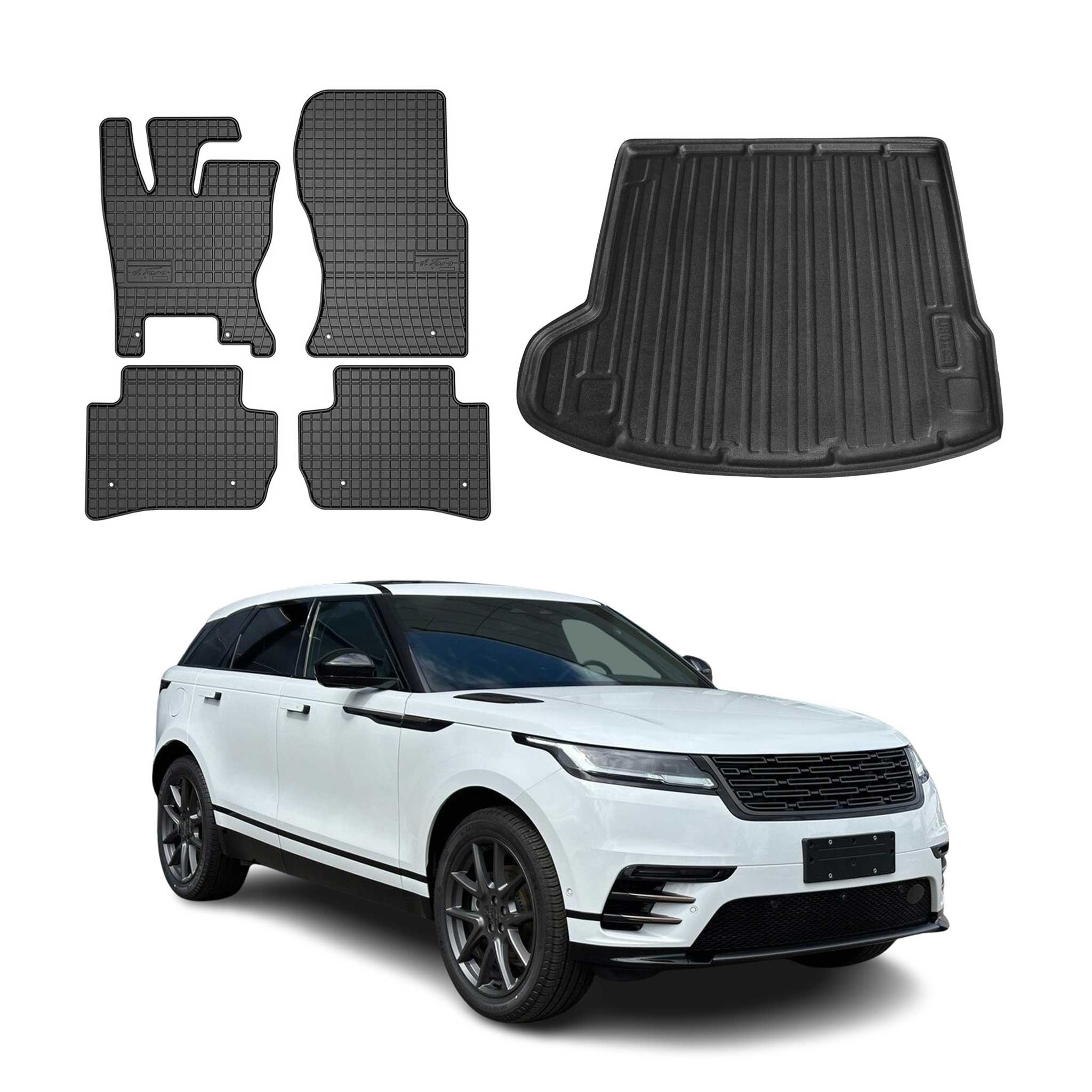 Kit Tapis de sol et coffre pour Land Rover Range Rover Velar 2017-2026 TPE Noir