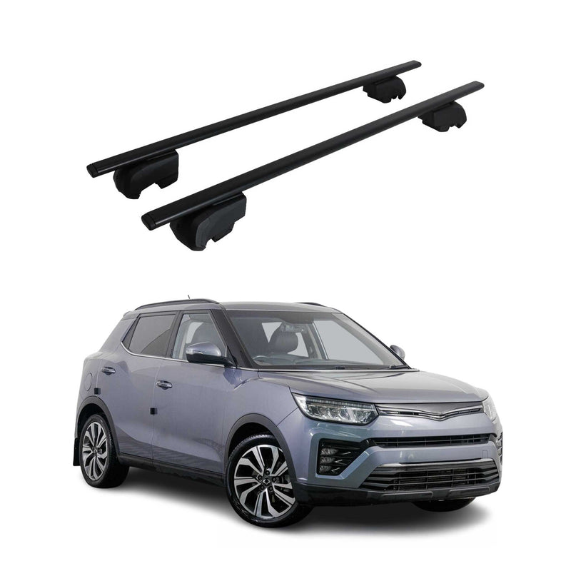Barres de toit Transversales pour Ssangyong Tivoli 2015-2023 Fer Noir ABE